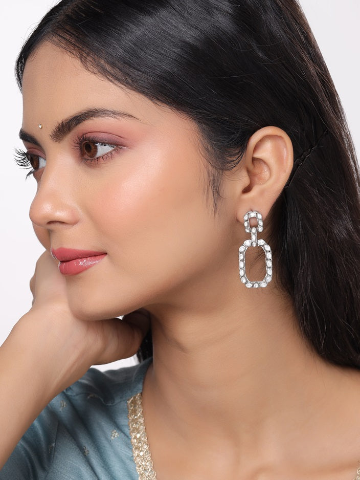 Iolite Mystic Abstract Polki 925 Sterling Silver Earrings For Women