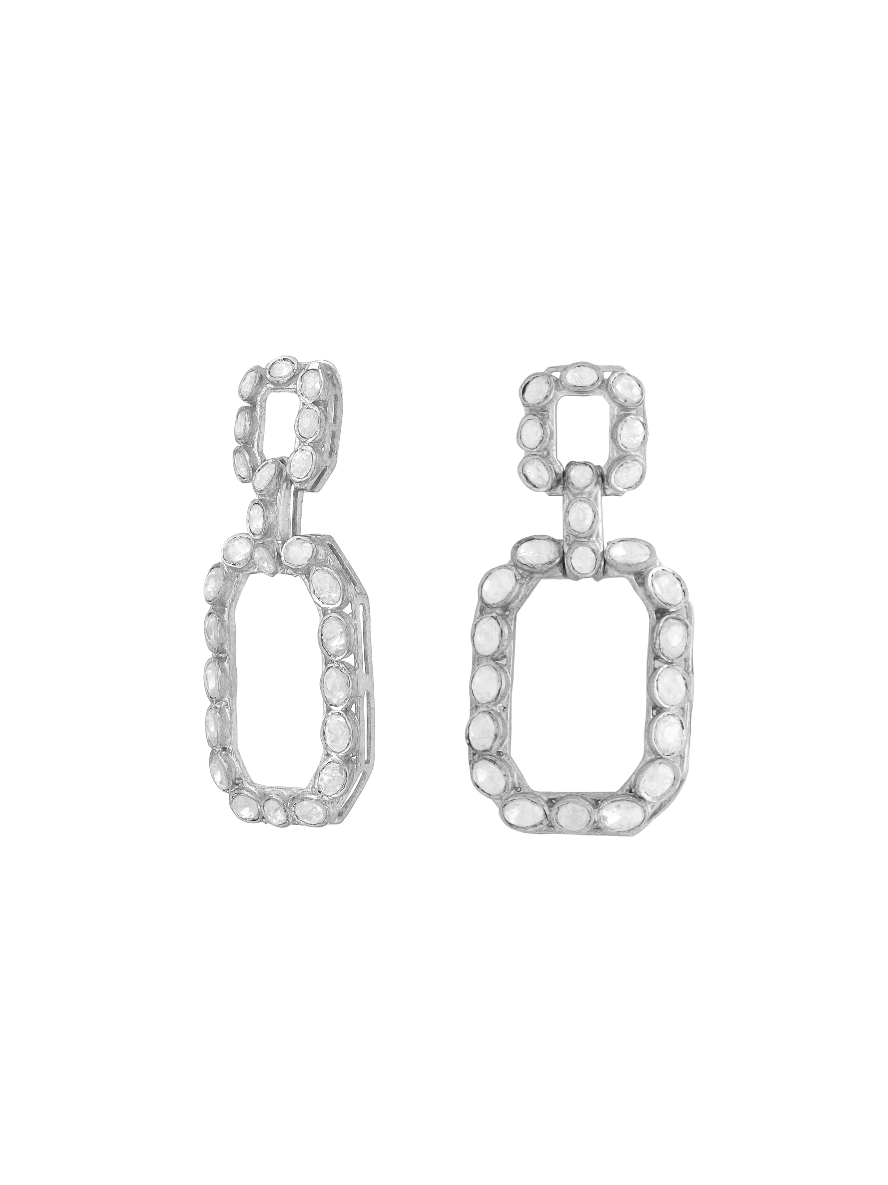 Iolite Mystic Abstract Polki 925 Sterling Silver Earrings For Women