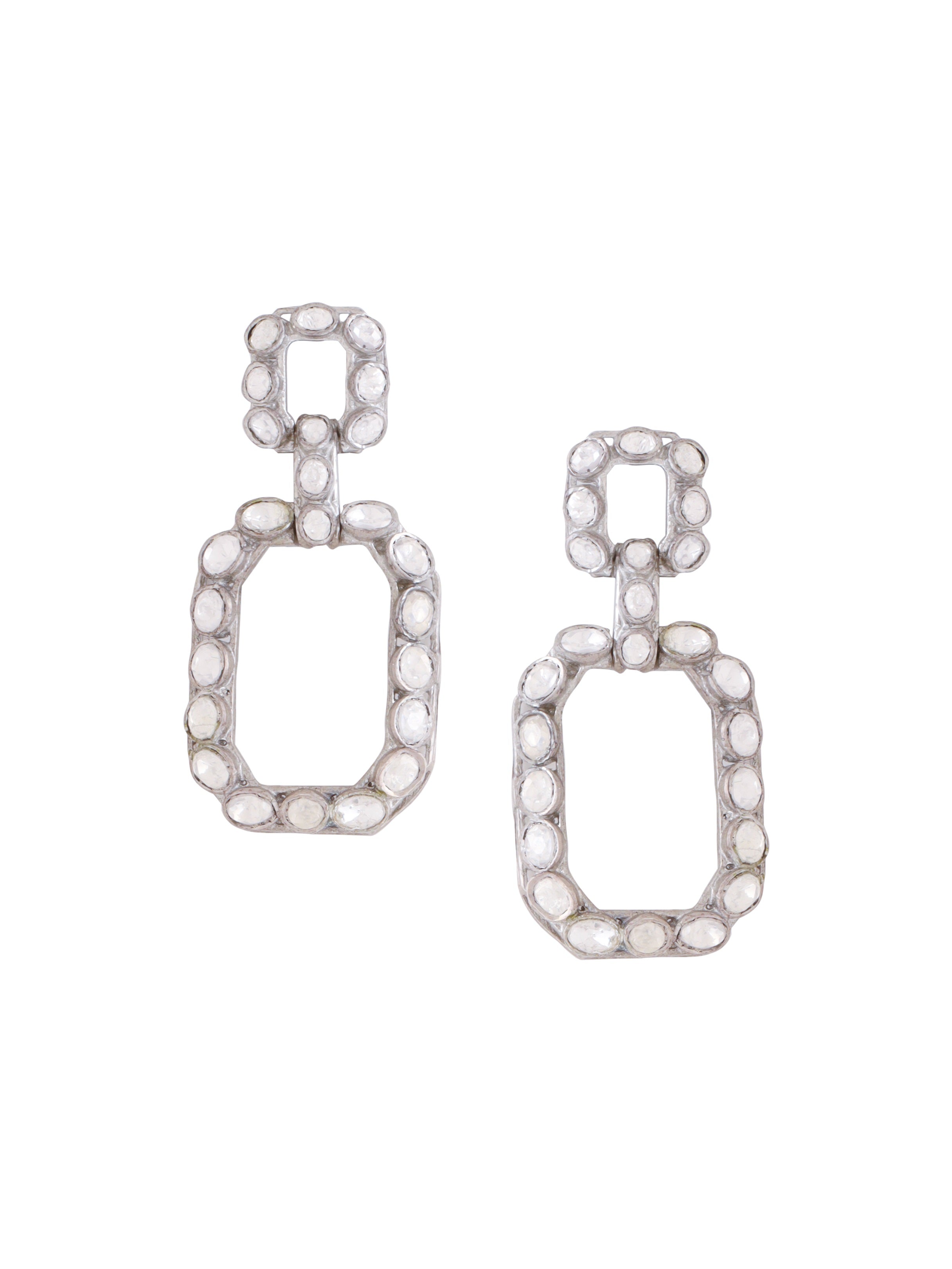 Iolite Mystic Abstract Polki 925 Sterling Silver Earrings For Women