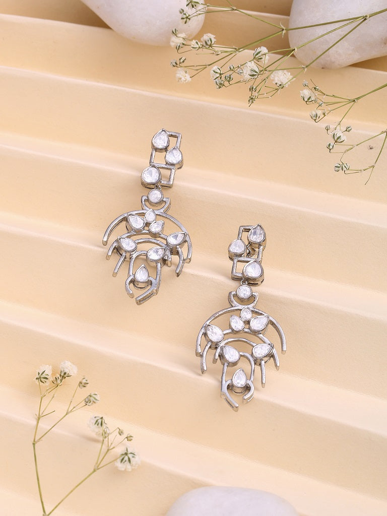 Trendy White Polki 925 Sterling Silver Earrings For Women