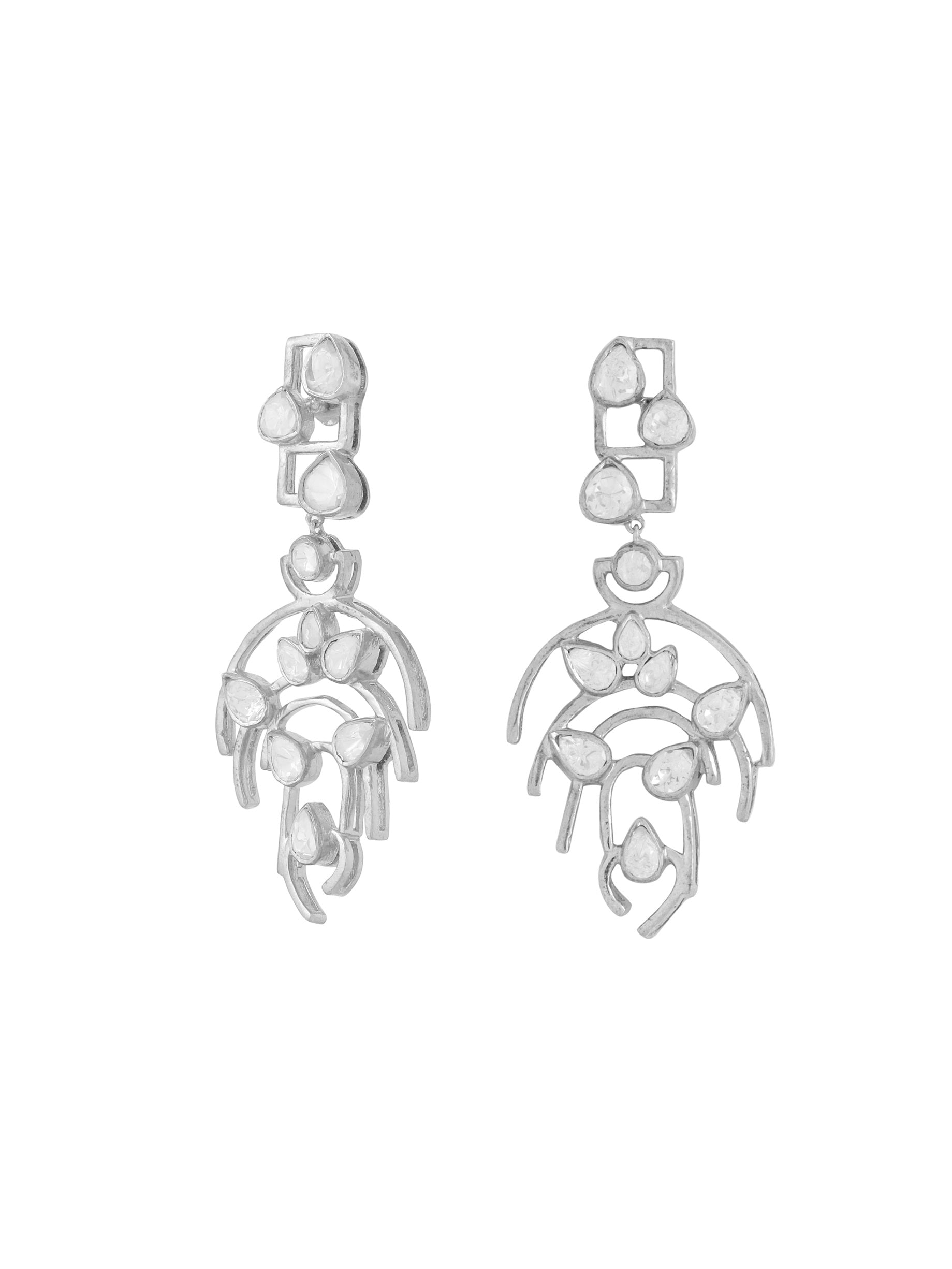 Trendy White Polki 925 Sterling Silver Earrings For Women