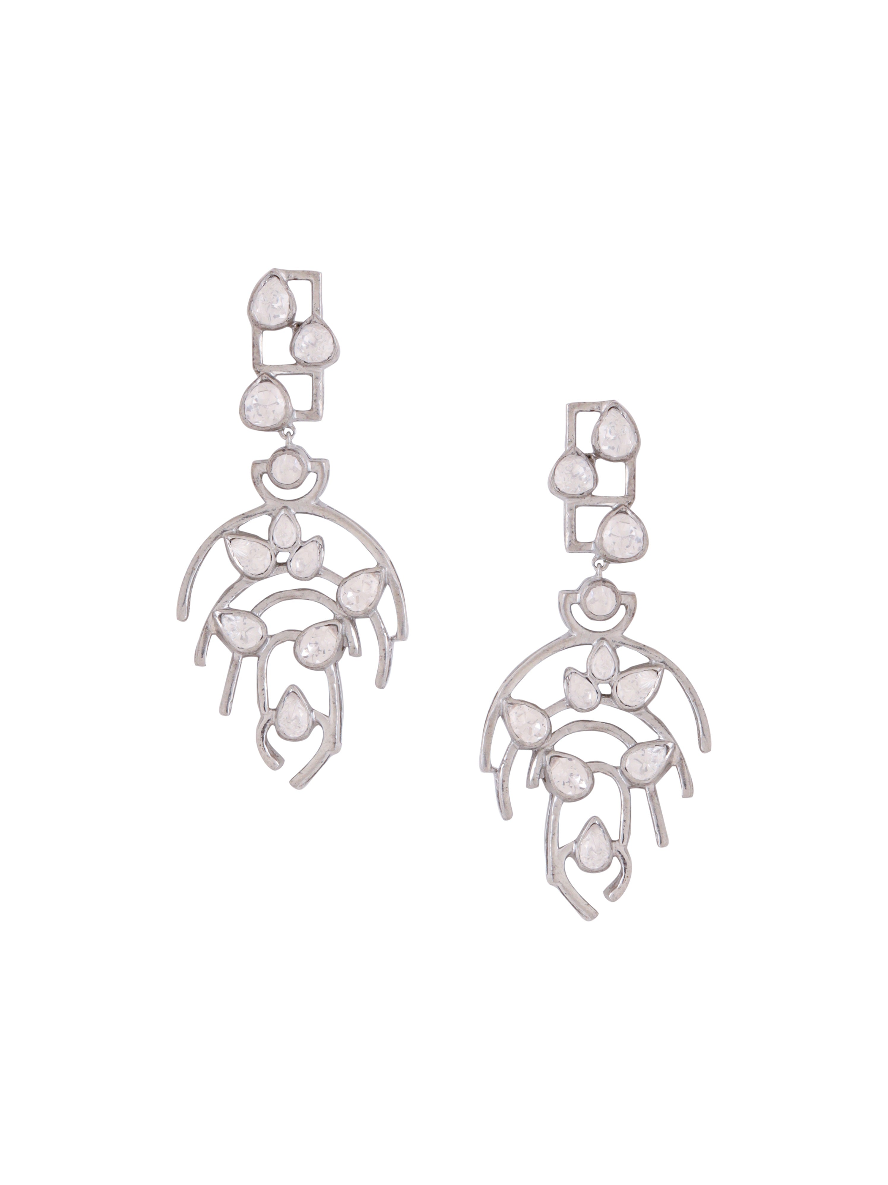 Trendy White Polki 925 Sterling Silver Earrings For Women