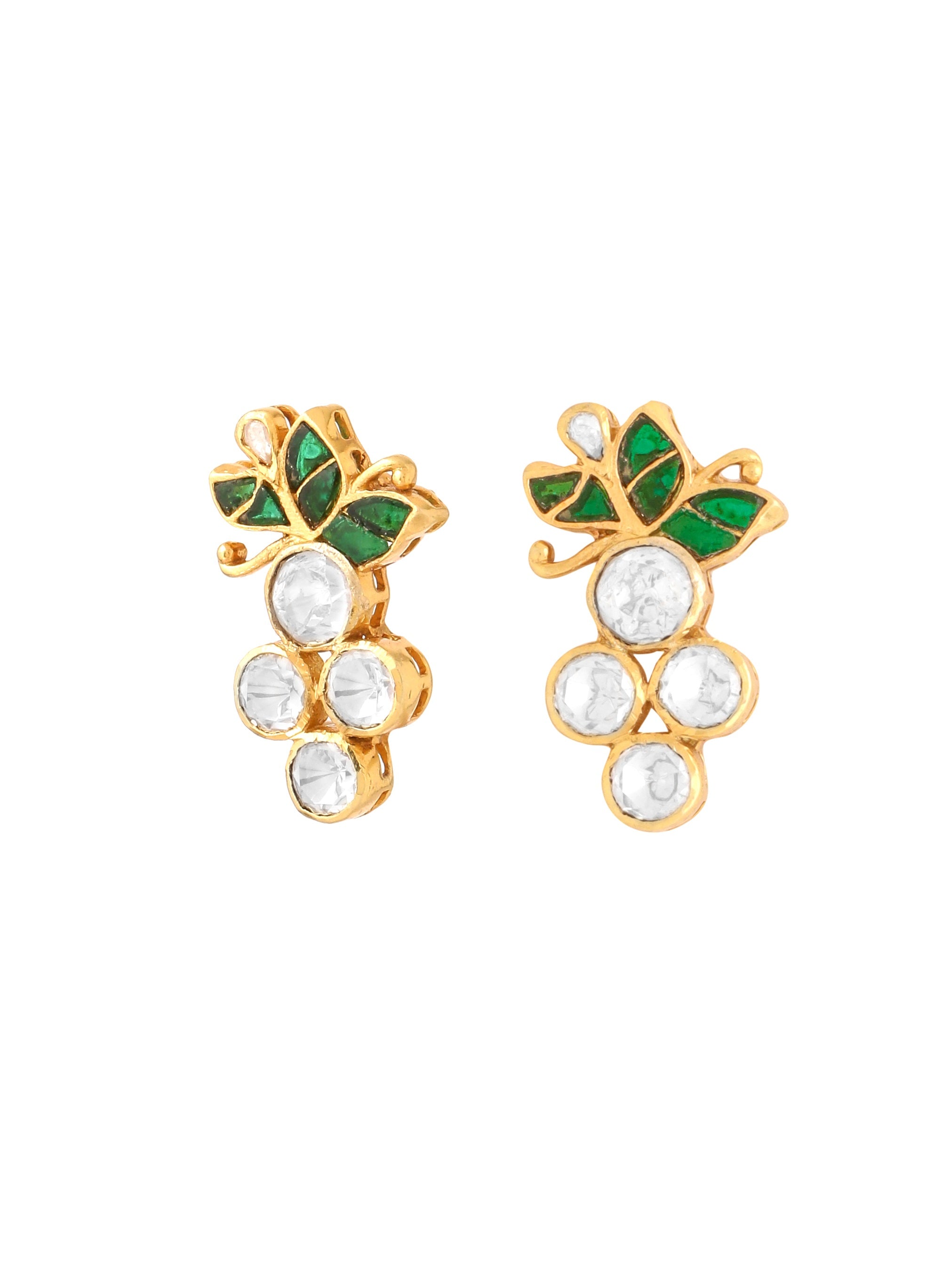 Polki Verdant Floral Charm 925 Sterling Silver Earrings For Women