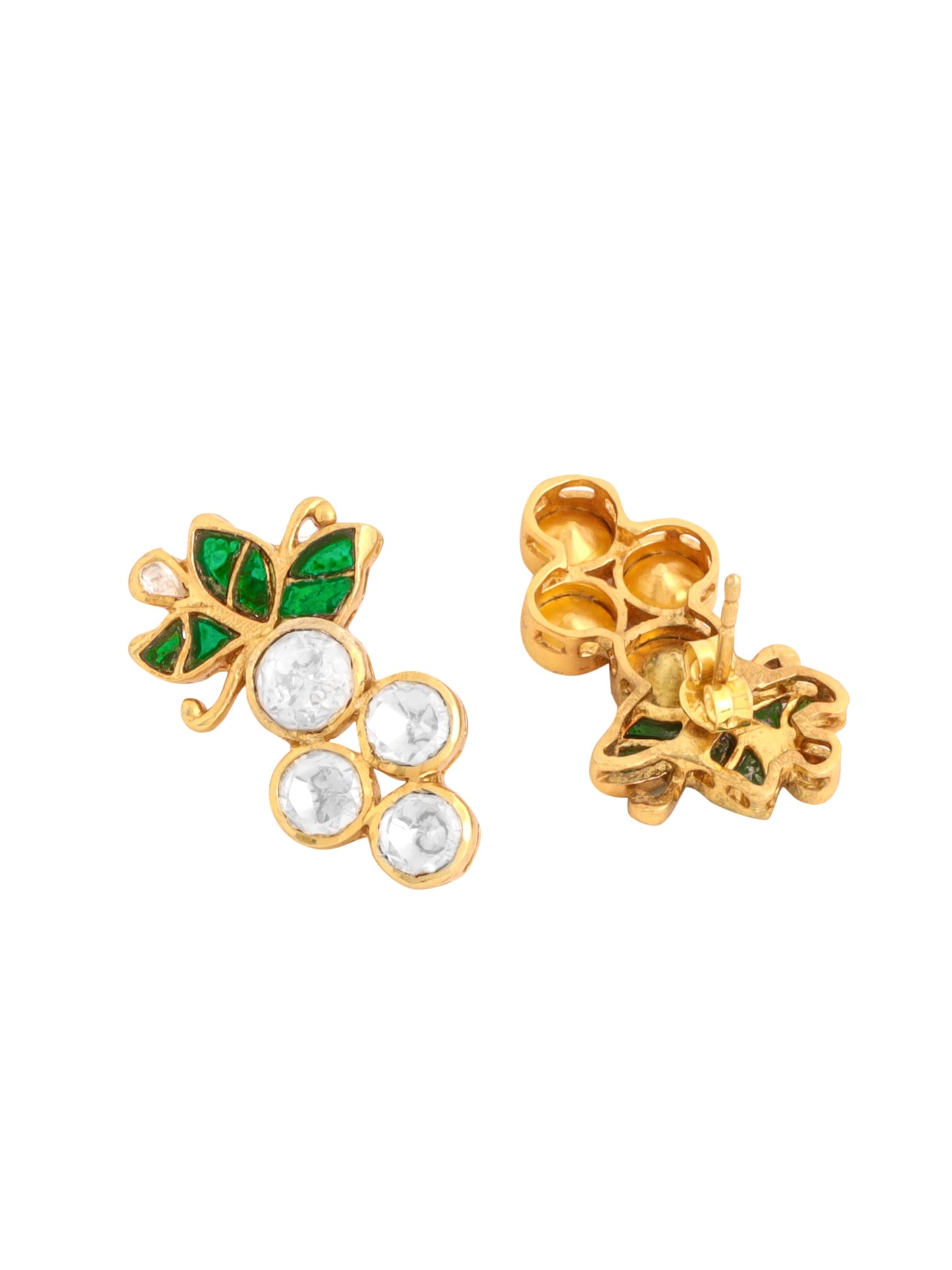 Polki Verdant Floral Charm 925 Sterling Silver Earrings For Women