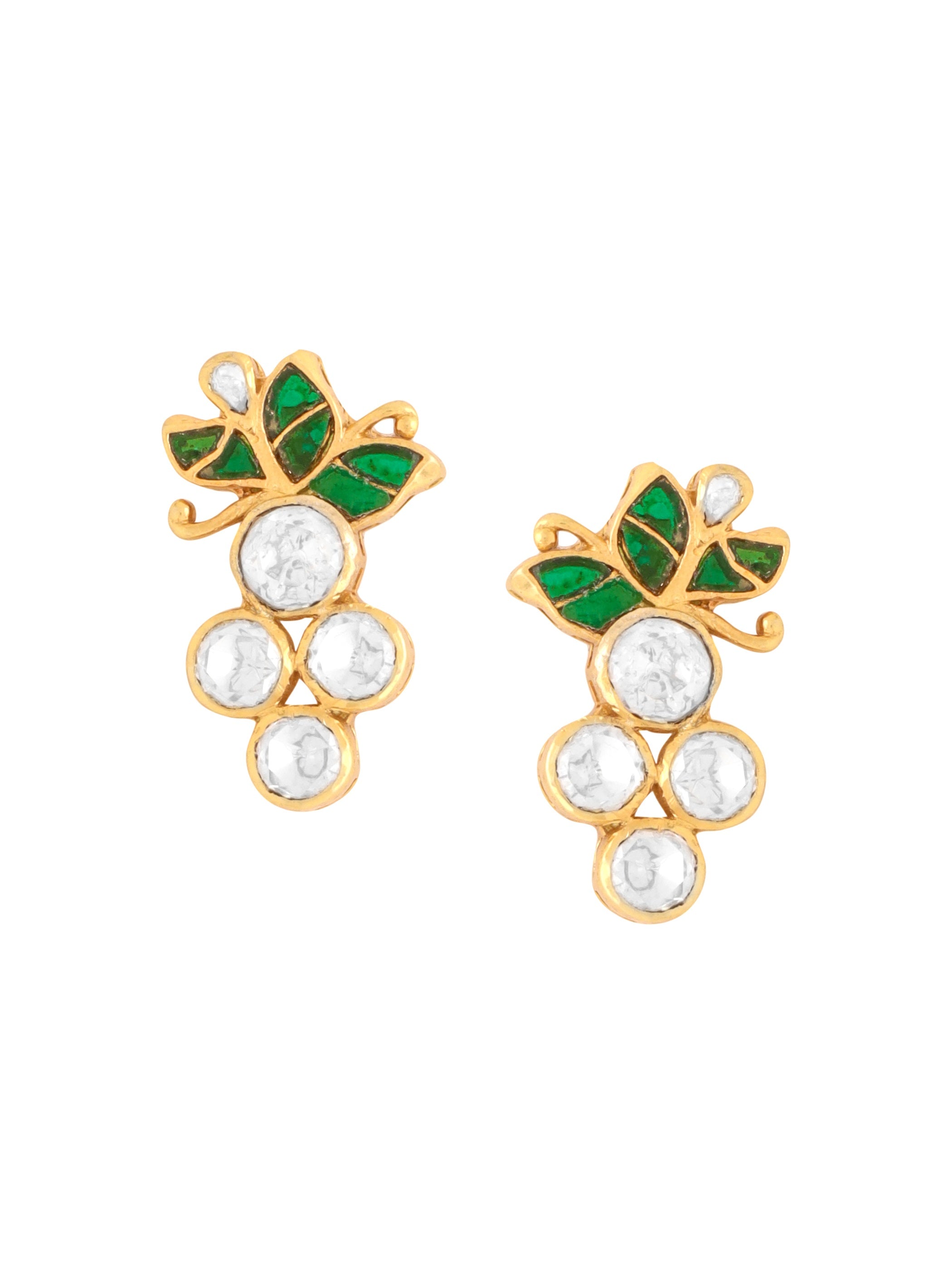Polki Verdant Floral Charm 925 Sterling Silver Earrings For Women