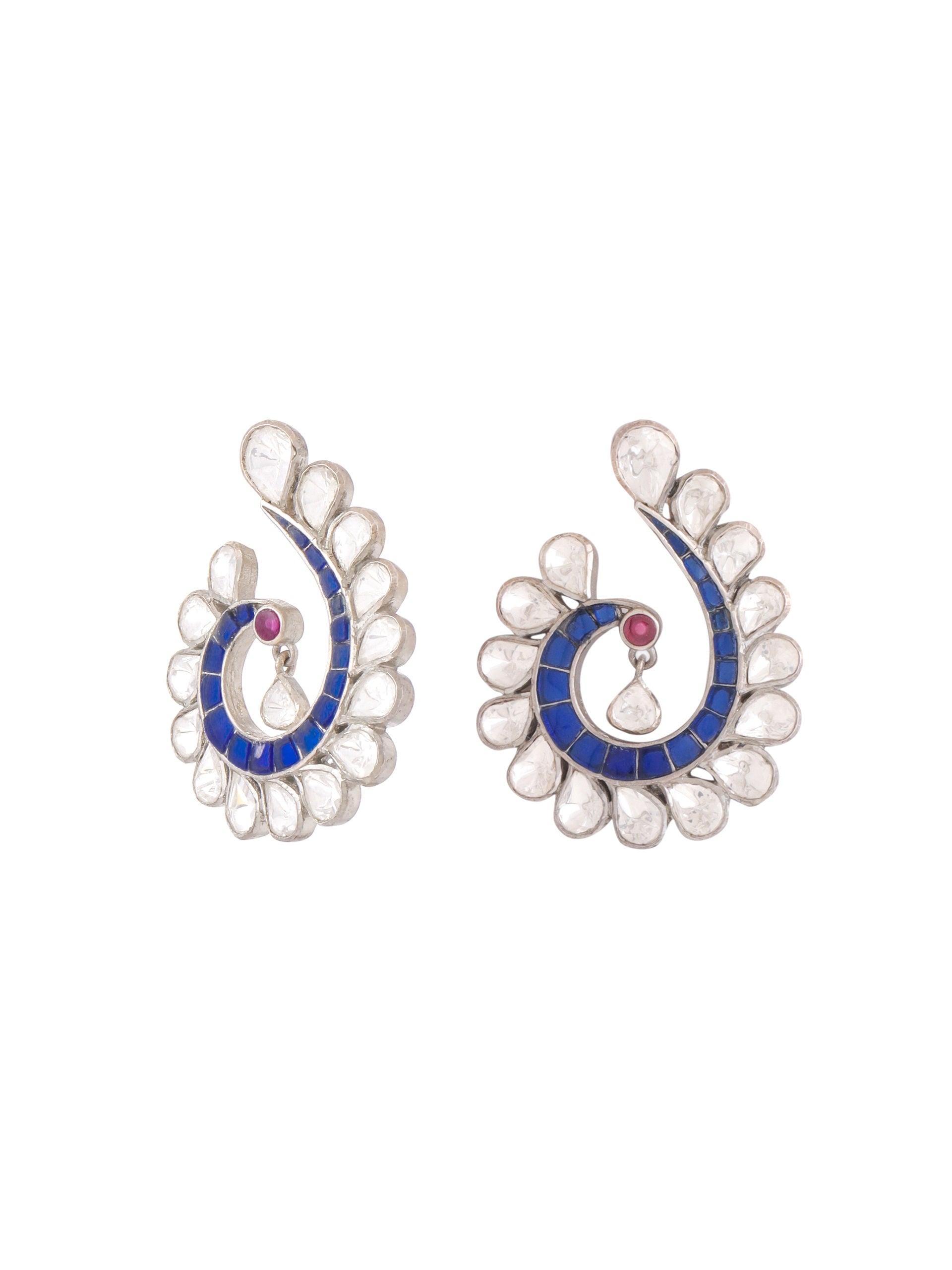 Polki Peacock Splendor 925 Sterling Silver Earrings For Women
