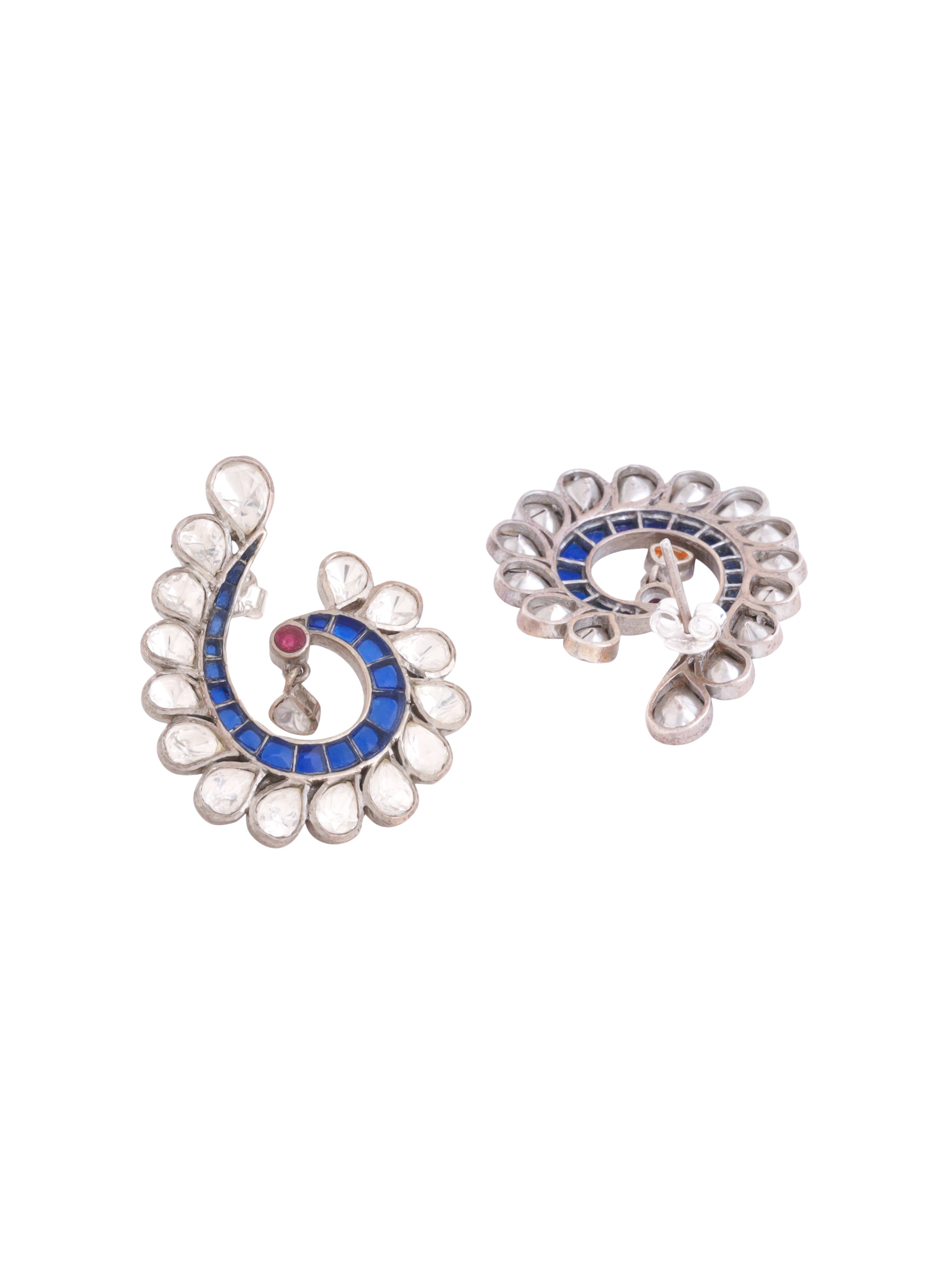Polki Peacock Splendor 925 Sterling Silver Earrings For Women