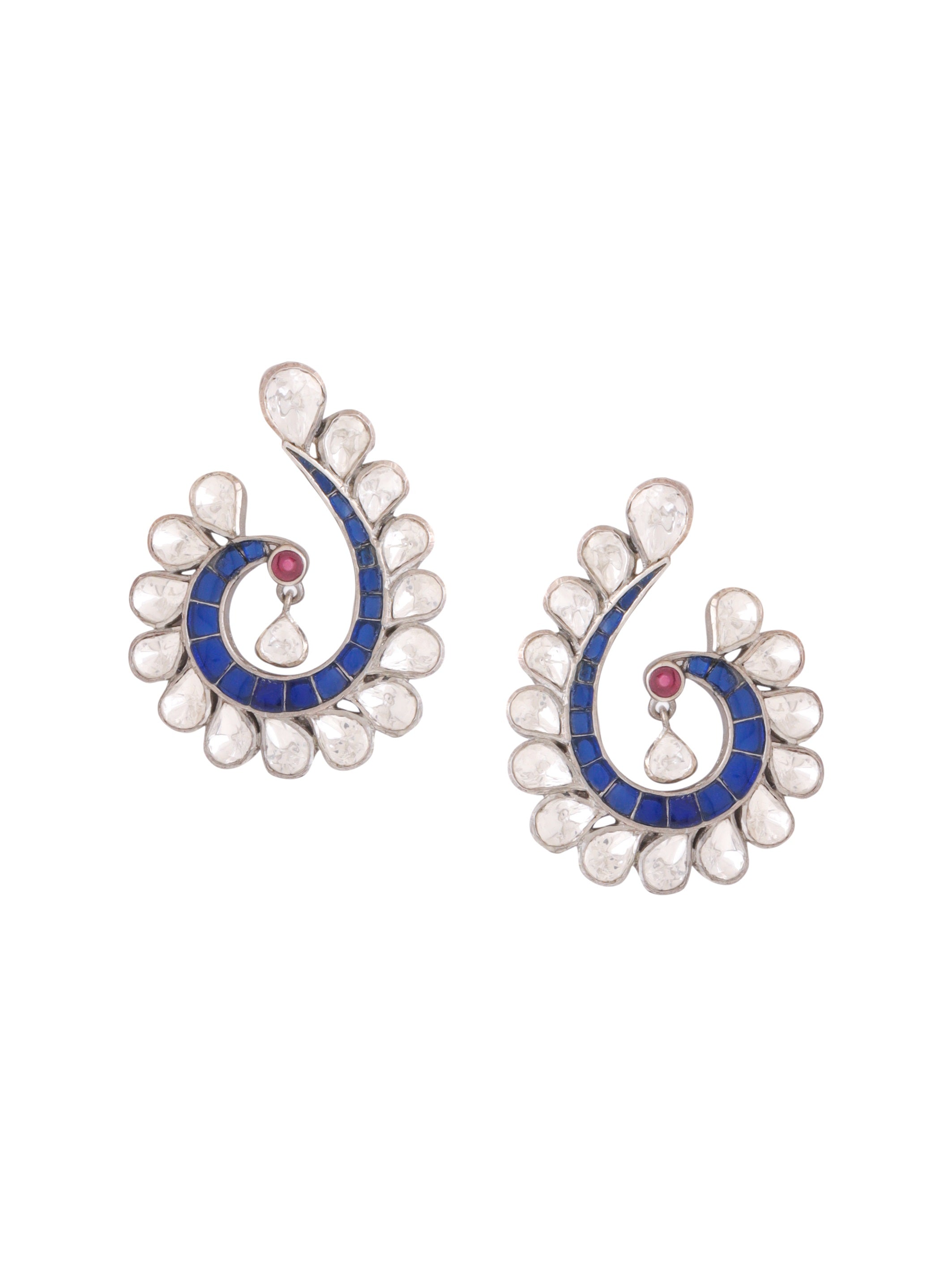 Polki Peacock Splendor 925 Sterling Silver Earrings For Women