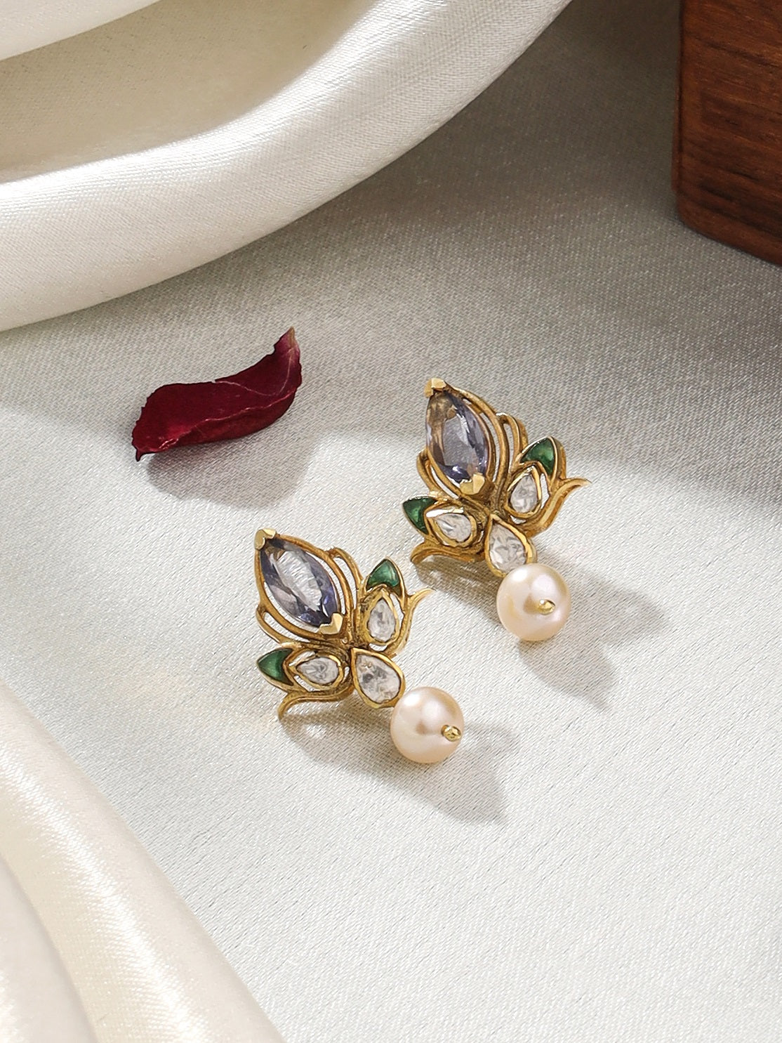 Mughal Tapestry Iolite 925 Sterling Silver Earrings For Women