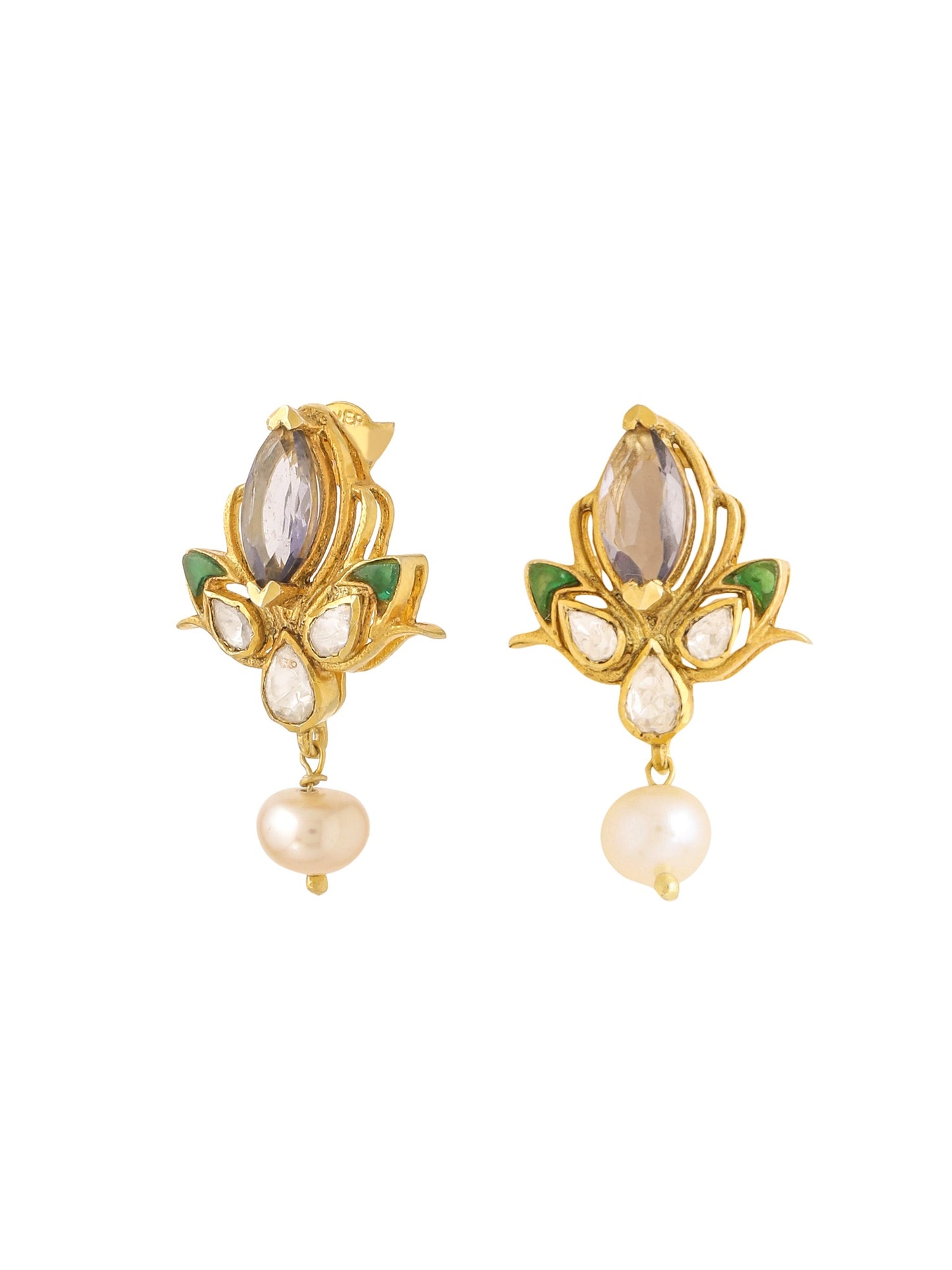 Mughal Tapestry Iolite 925 Sterling Silver Earrings For Women