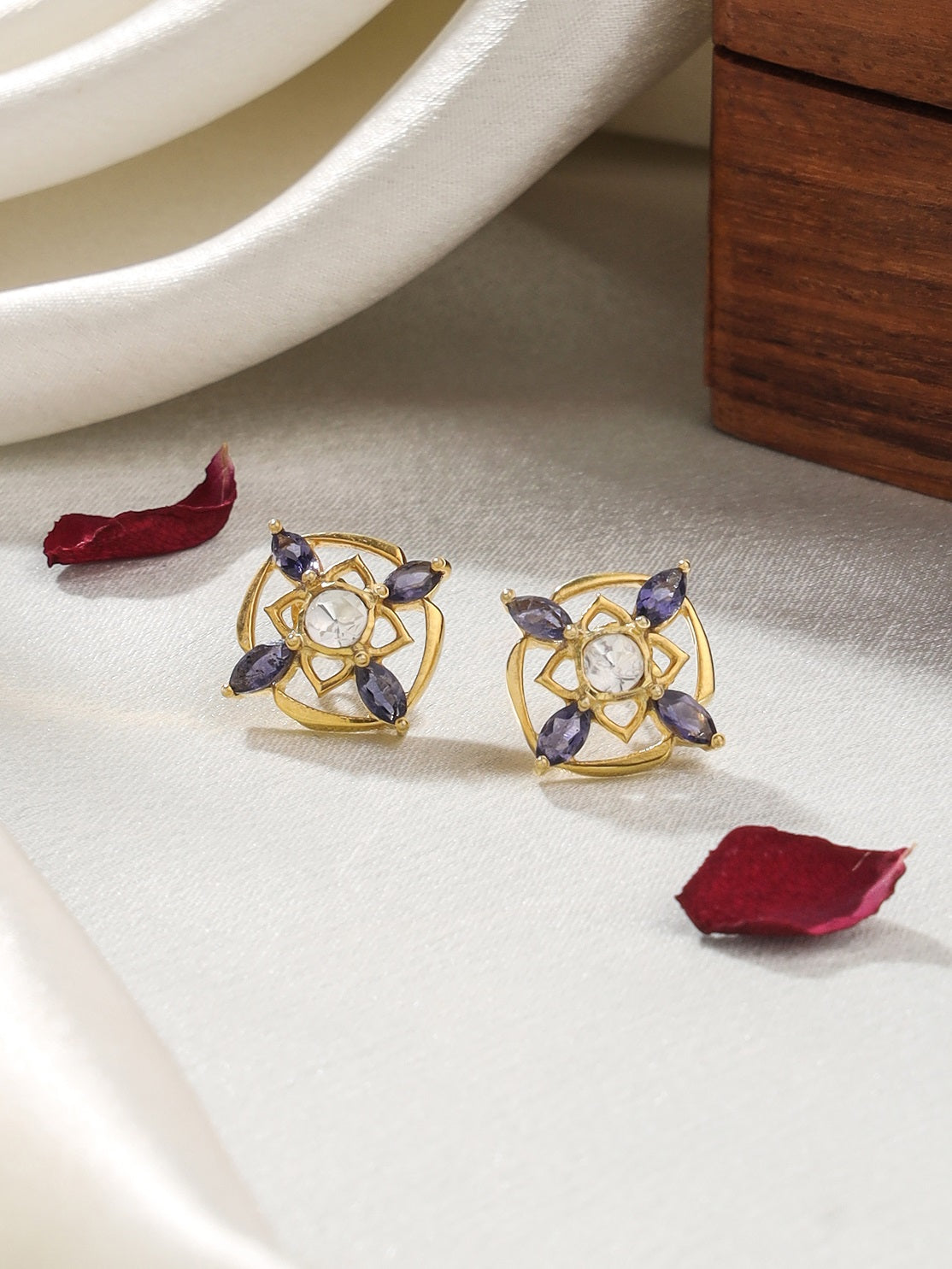 Iolite Petal Elegance 925 Sterling Silver Earrings For Women