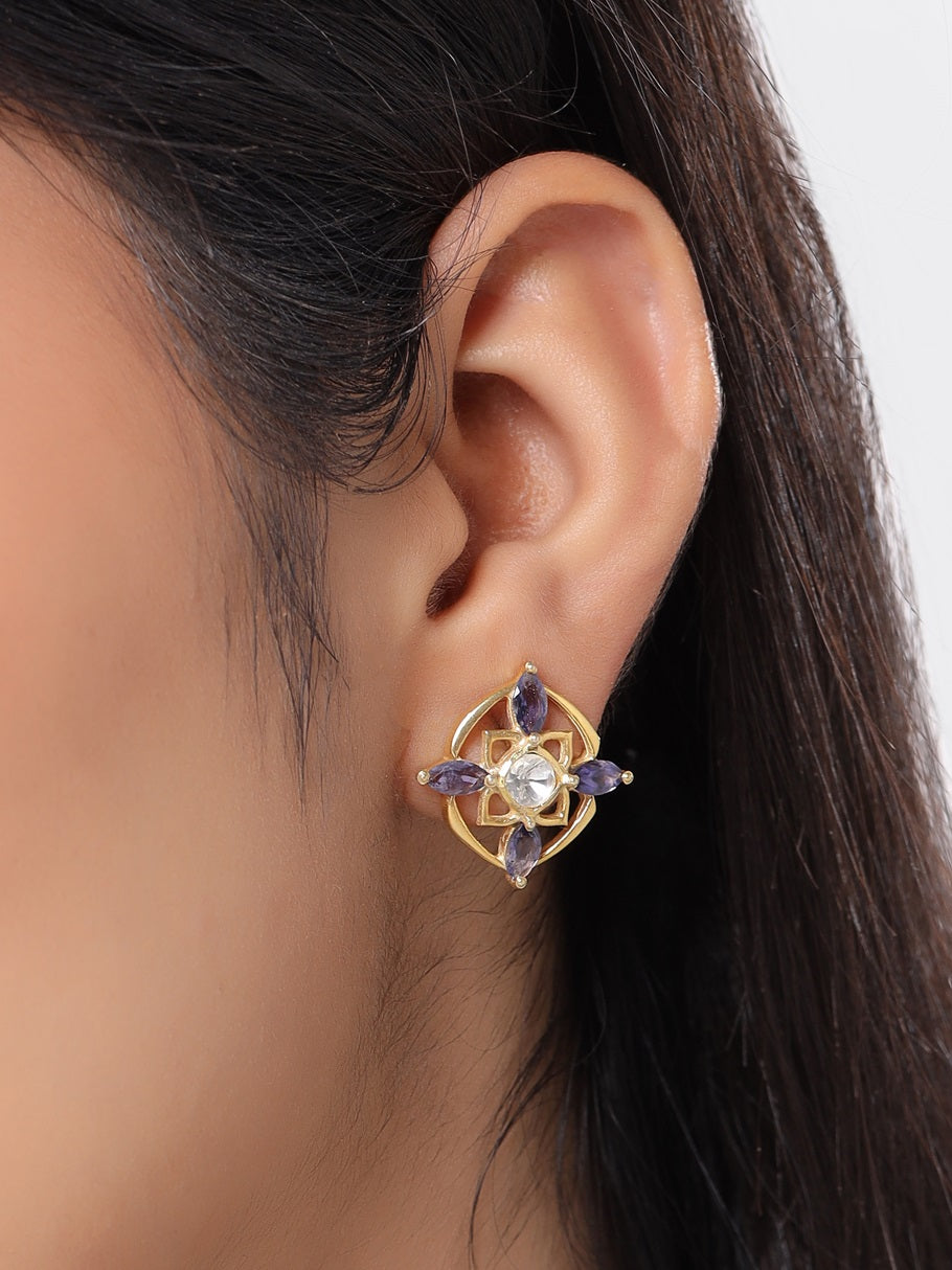 Iolite Petal Elegance 925 Sterling Silver Earrings For Women