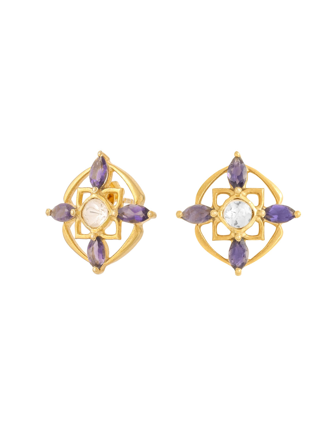 Iolite Petal Elegance 925 Sterling Silver Earrings For Women