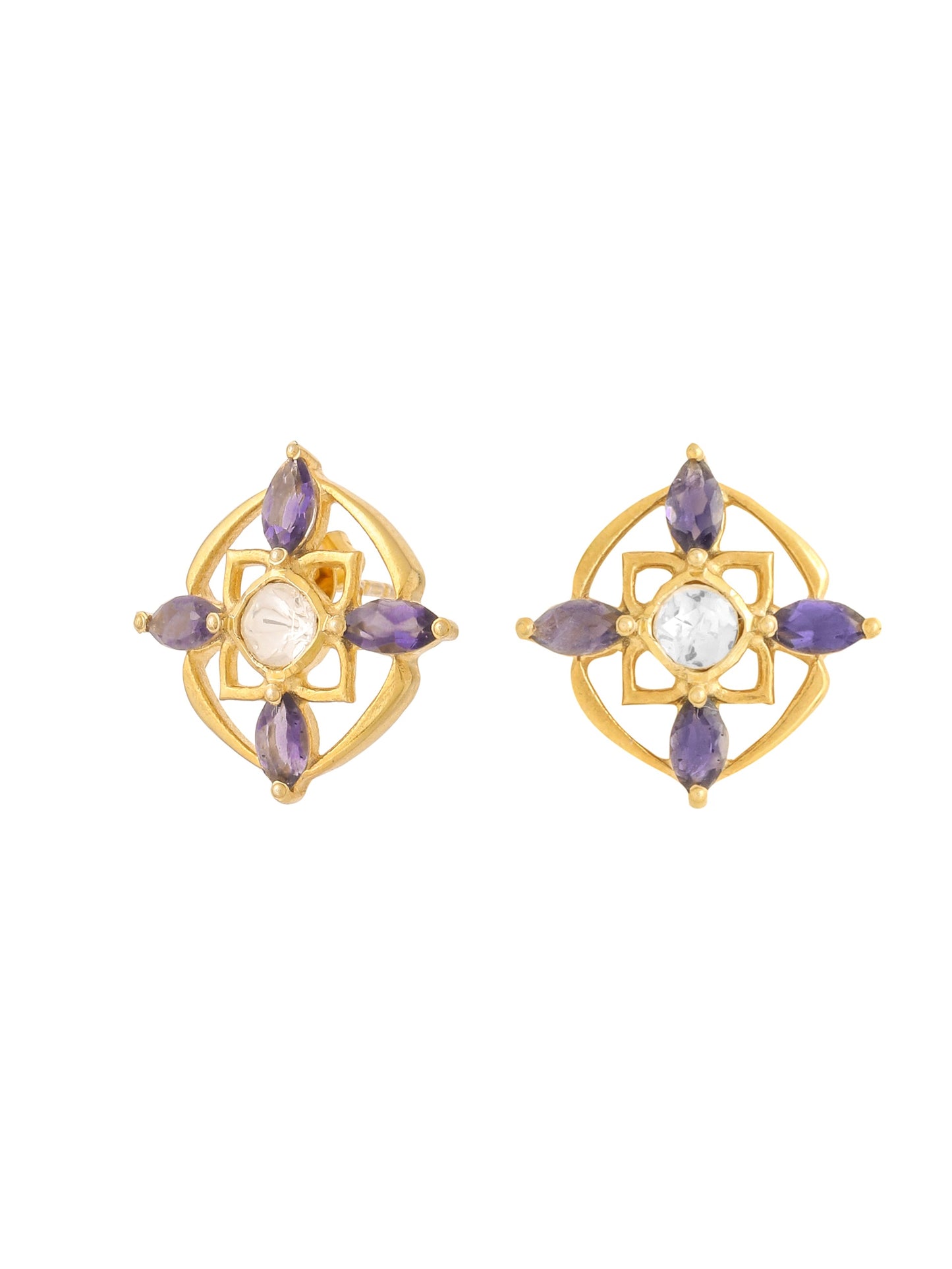 Iolite Petal Elegance 925 Sterling Silver Earrings For Women