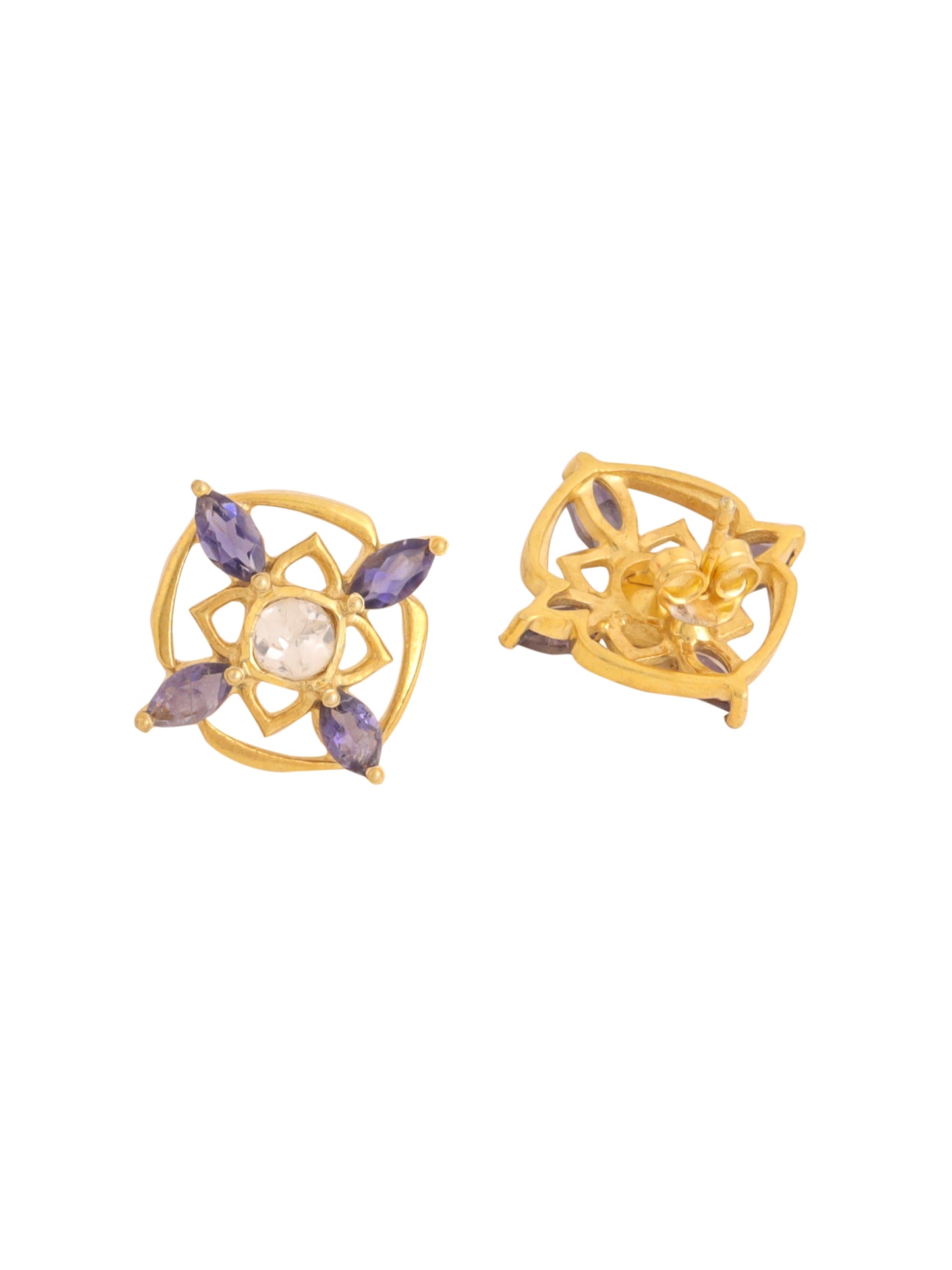 Iolite Petal Elegance 925 Sterling Silver Earrings For Women