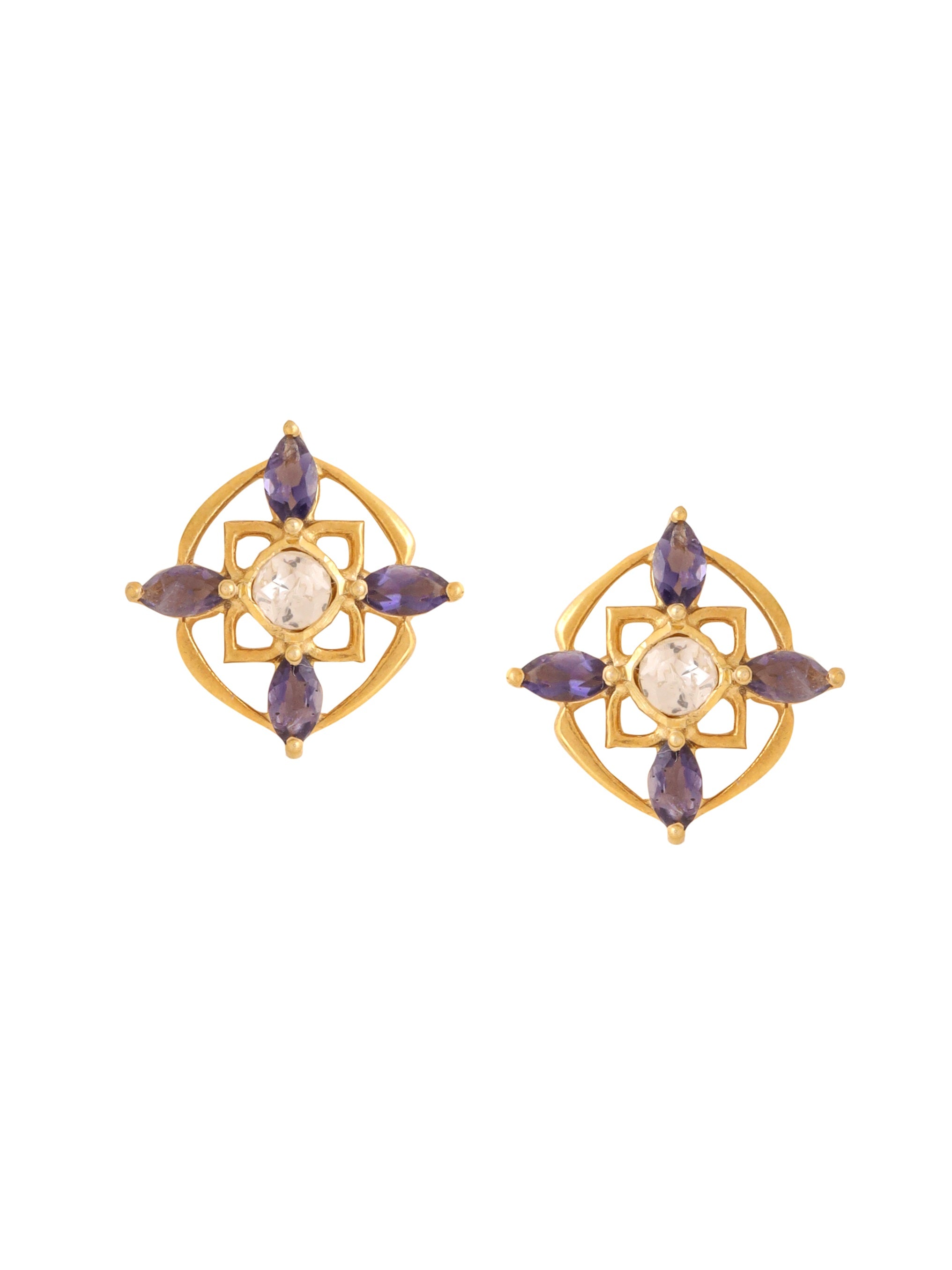 Iolite Petal Elegance 925 Sterling Silver Earrings For Women