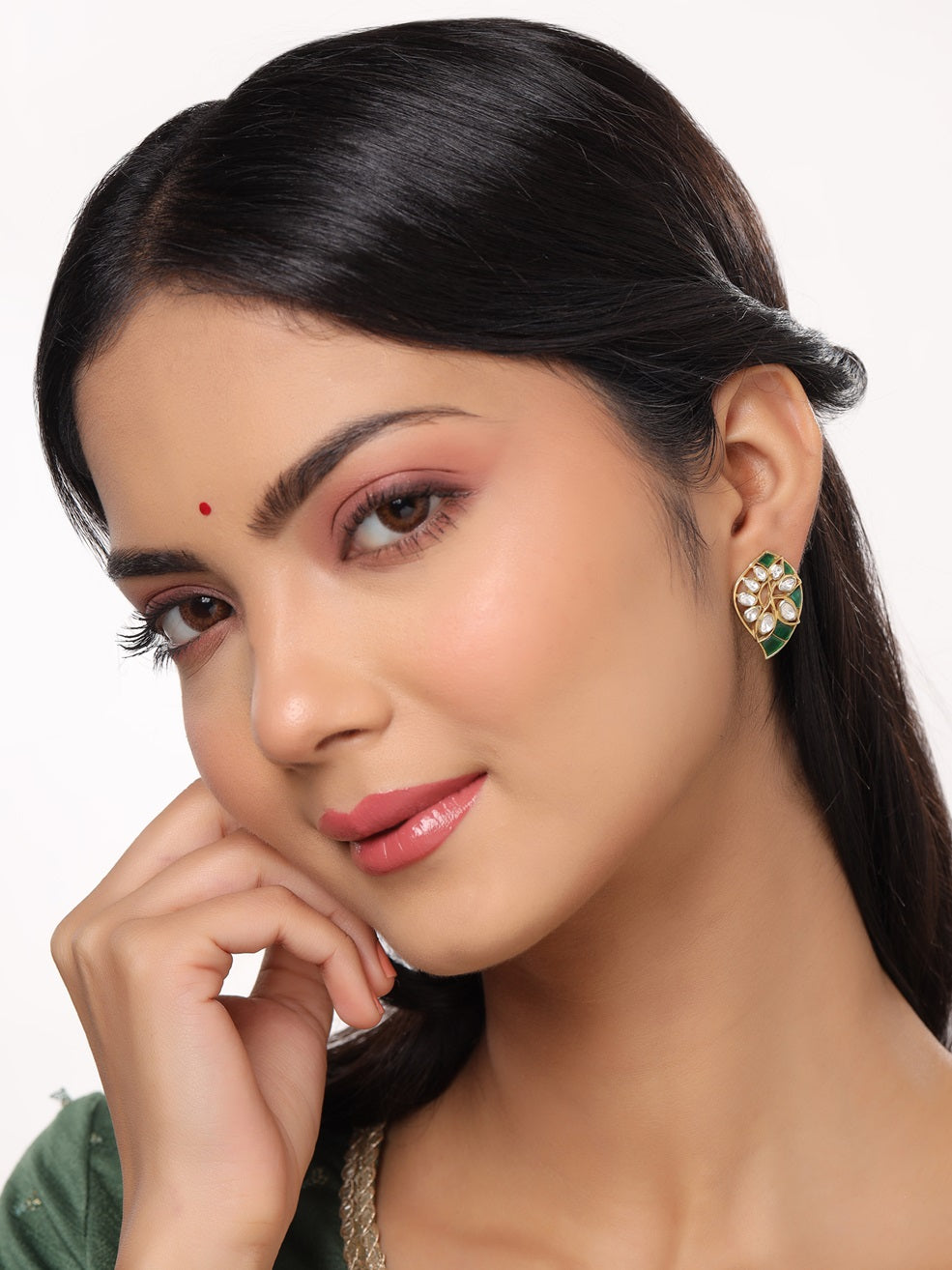 Abstract Green Talfe Fusion 925 Sterling Silver Earrings For Women