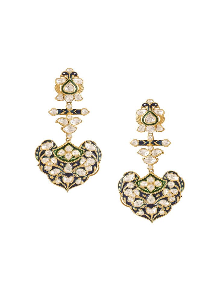 Polki Rajasthani Enamel 925 Sterling Silver Earrings For Women