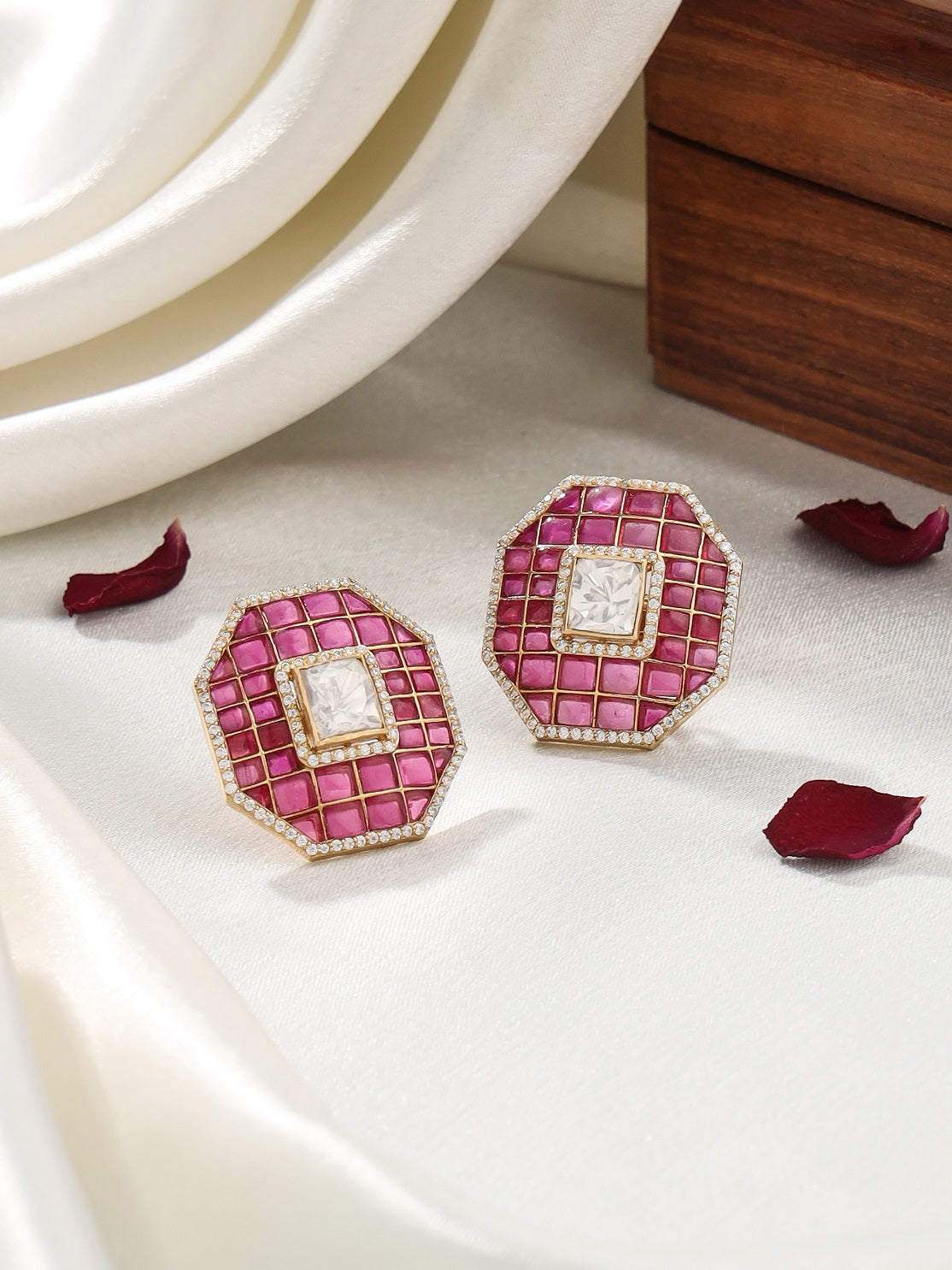 Polki Shining Mughal Treasure 925 Sterling Silver Earrings For Women