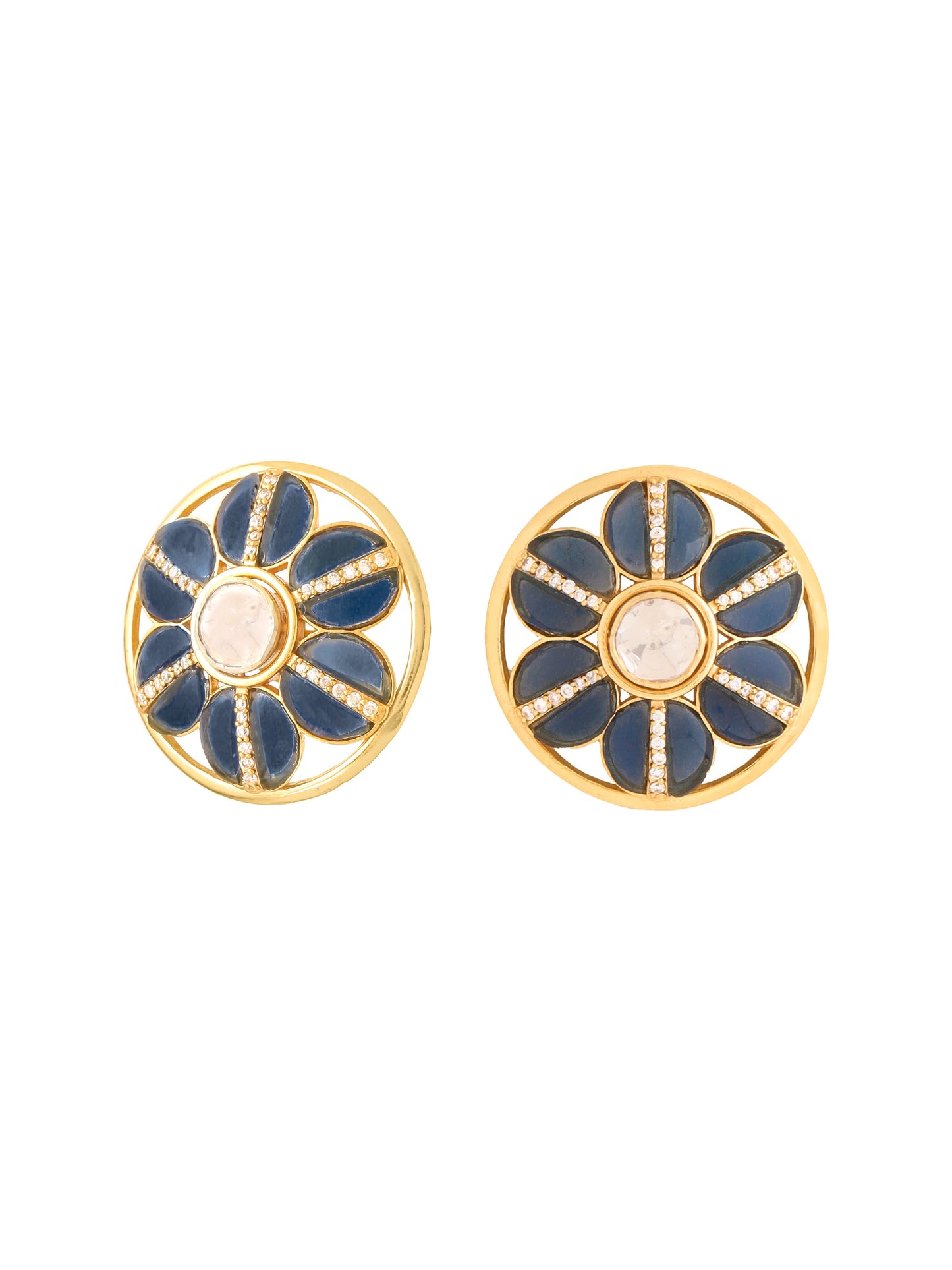 Blue Floral Harmony 925 Sterling Silver Earrings For Women