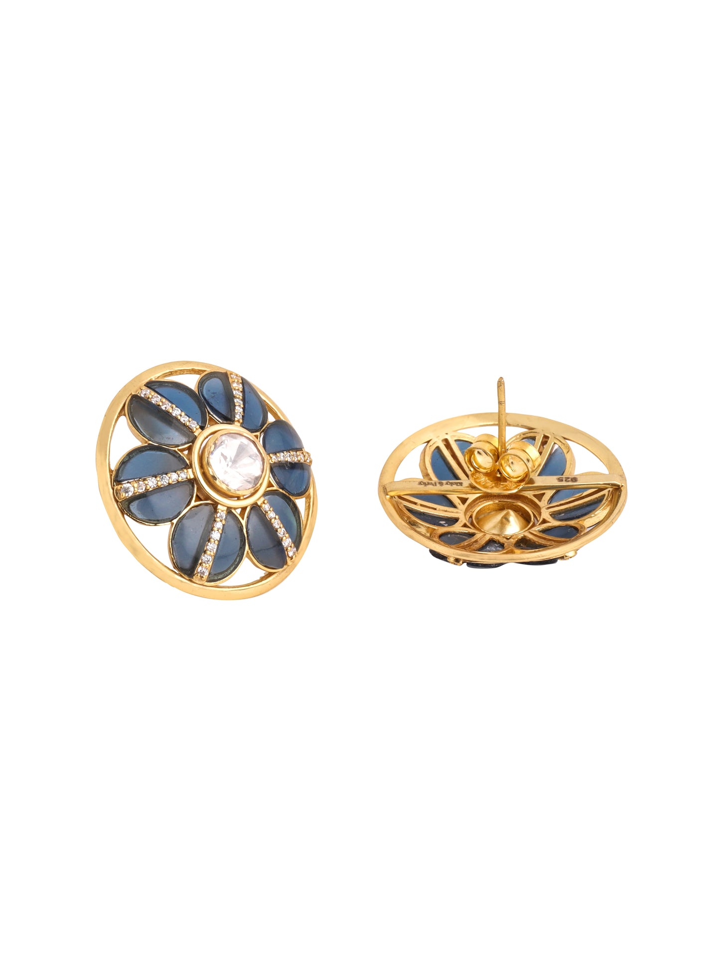 Blue Floral Harmony 925 Sterling Silver Earrings For Women