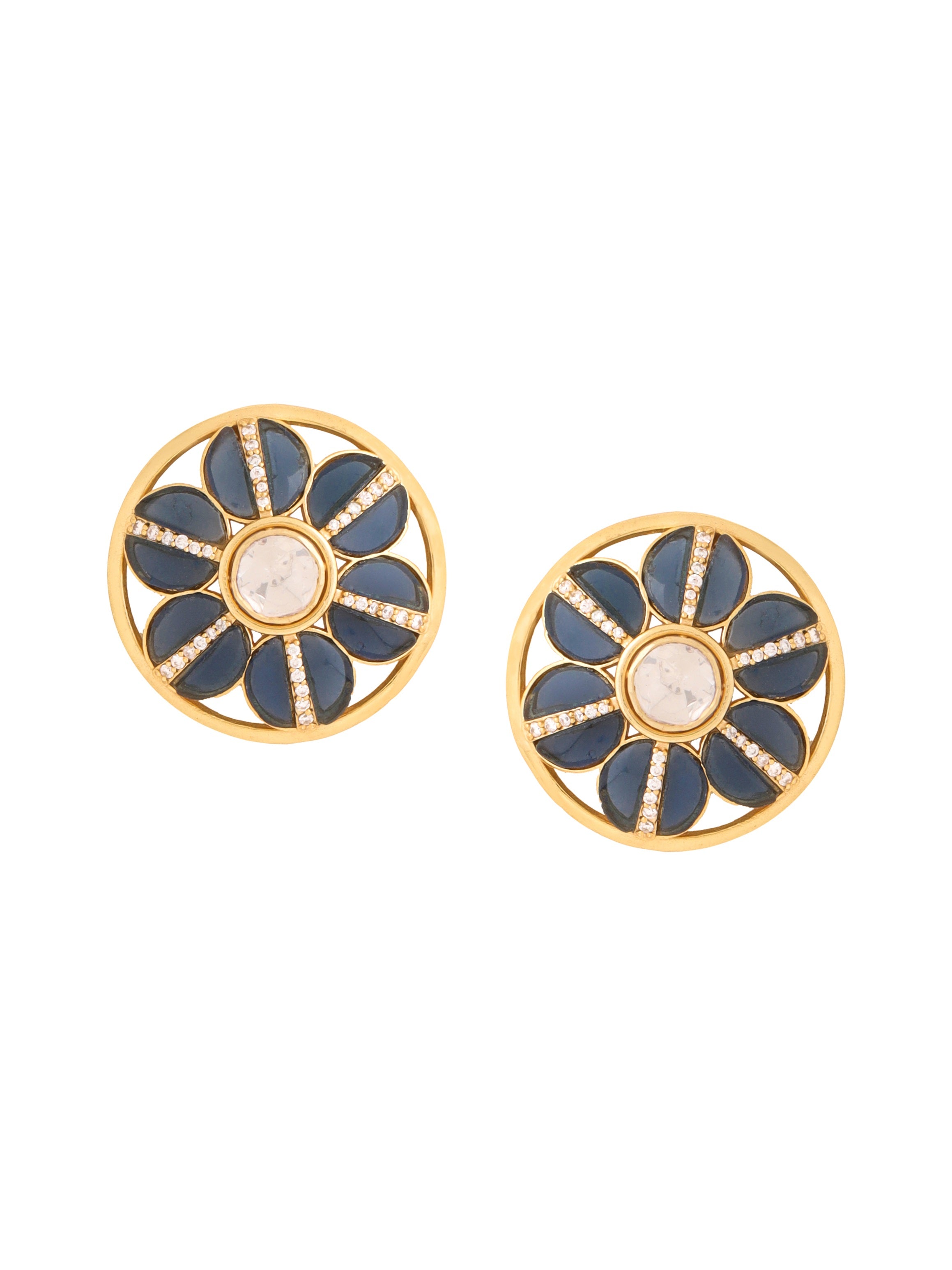 Blue Floral Harmony 925 Sterling Silver Earrings For Women