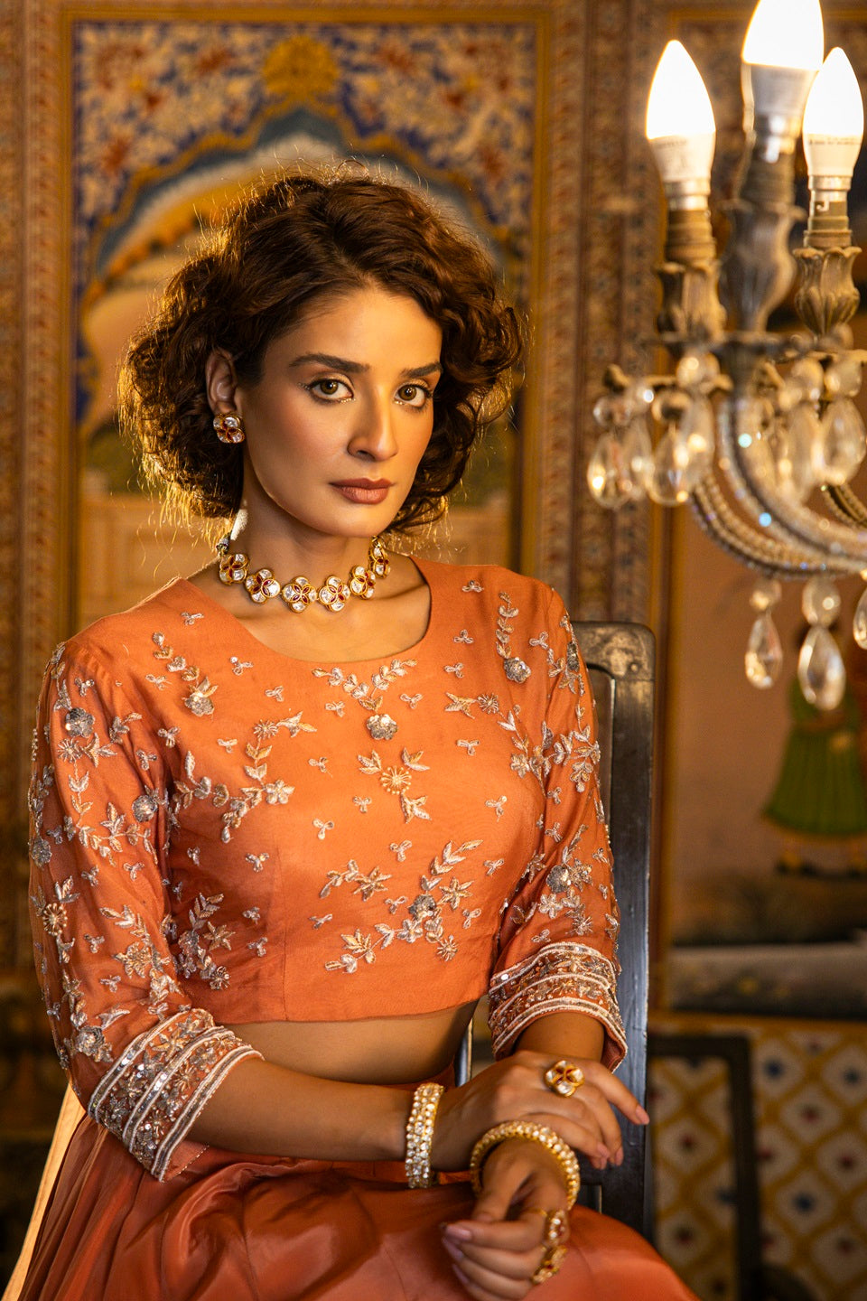 Mughal-Inspired Polki Red Talfe - Wedding Bliss 925 Sterling Silver Necklace Set For Women