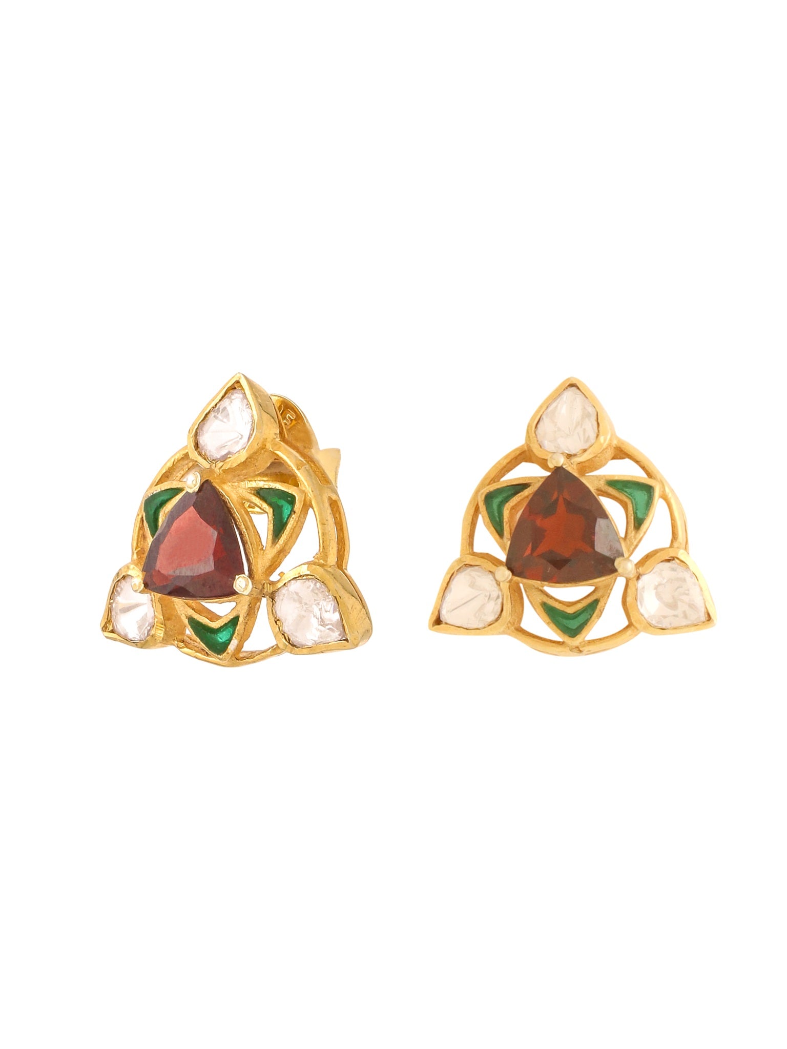 Garnet & Polki Green Talfe - Wedding Bliss 925 Sterling Silver Necklace Set For Women