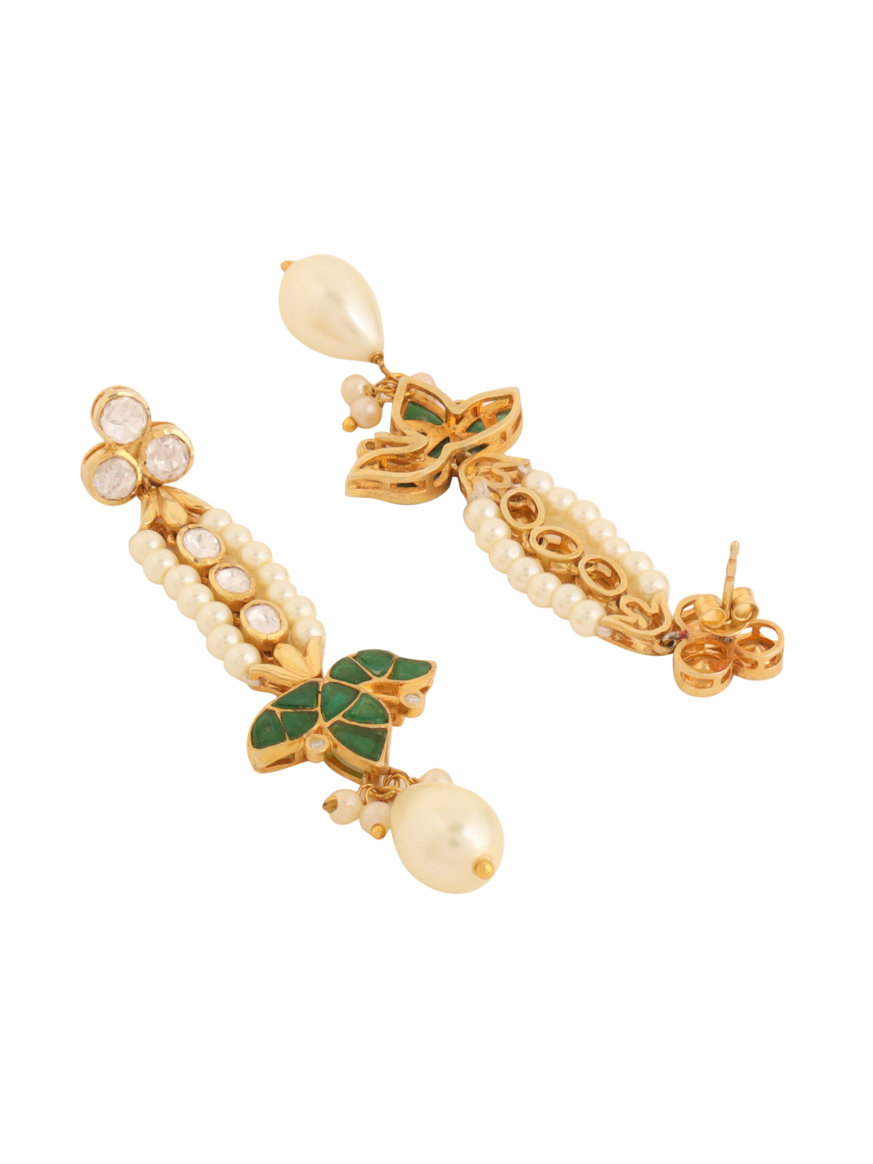 Pearl Elegant Polki Blue Talfe - Wedding Bliss 925 Sterling Silver Necklace Set For Women