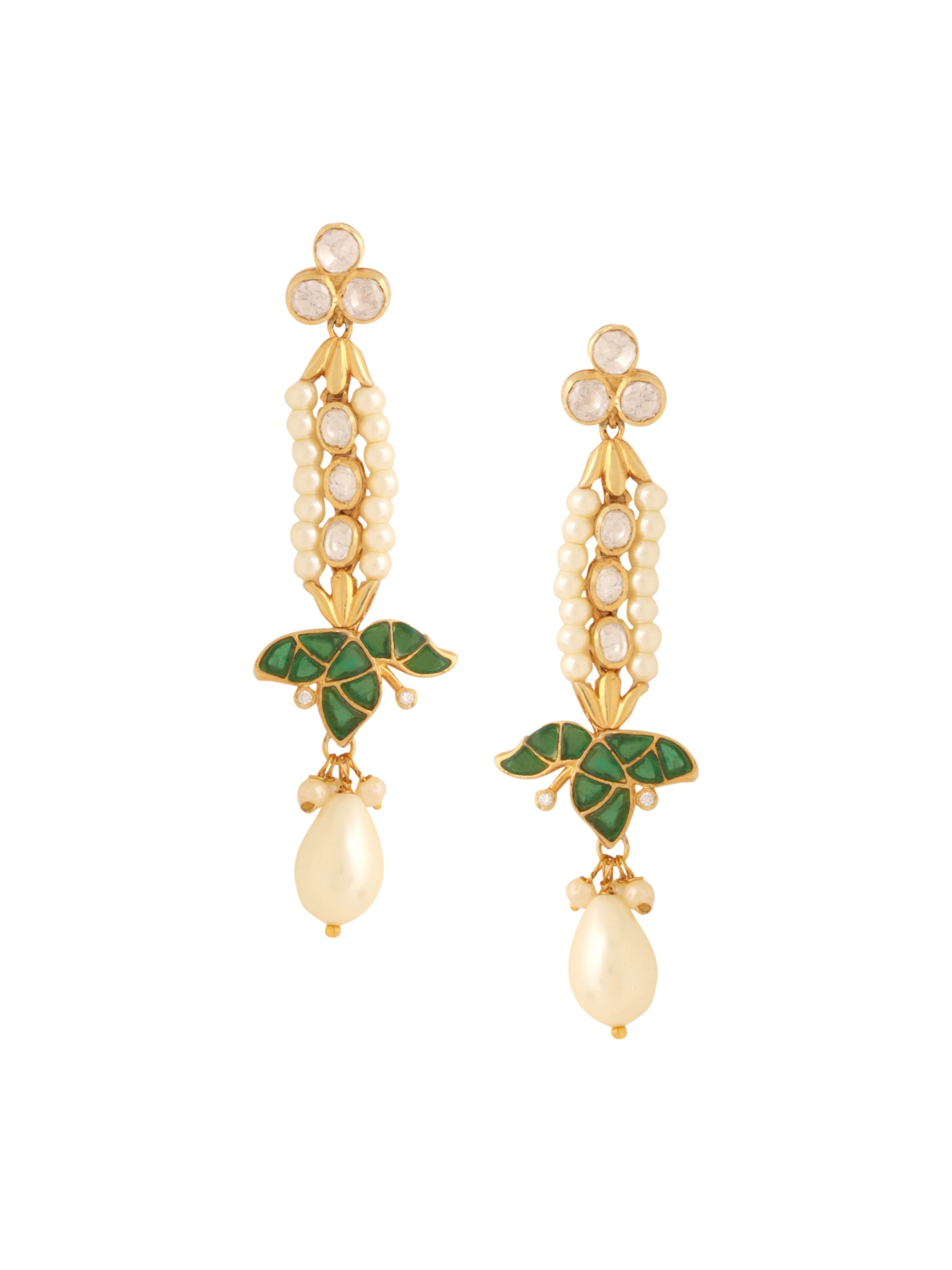 Pearl Elegant Polki Blue Talfe - Wedding Bliss 925 Sterling Silver Necklace Set For Women