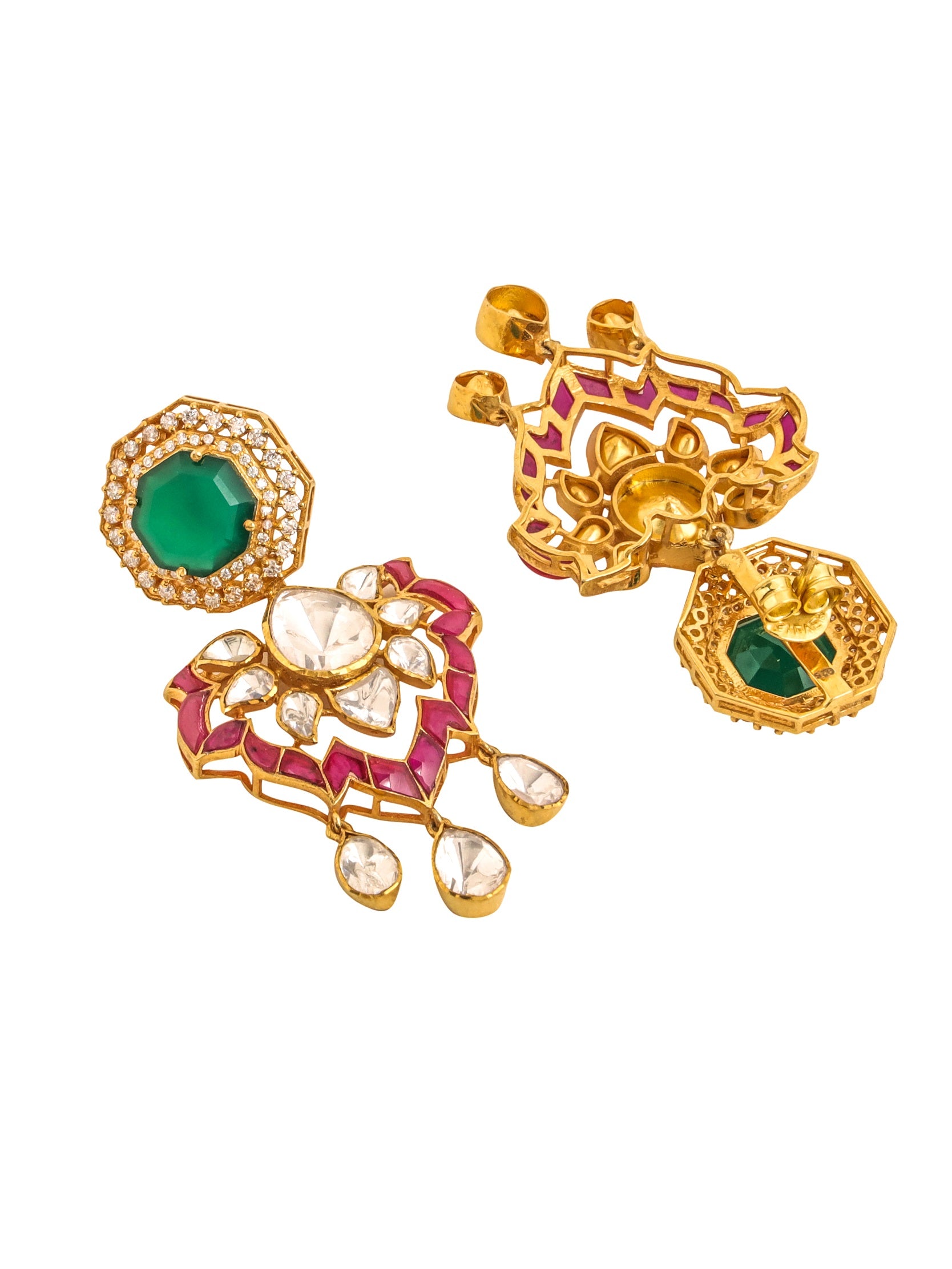 Pearl Traditional Polki Pink Talfe - Wedding Bliss 925 Sterling Silver Necklace Set For Women