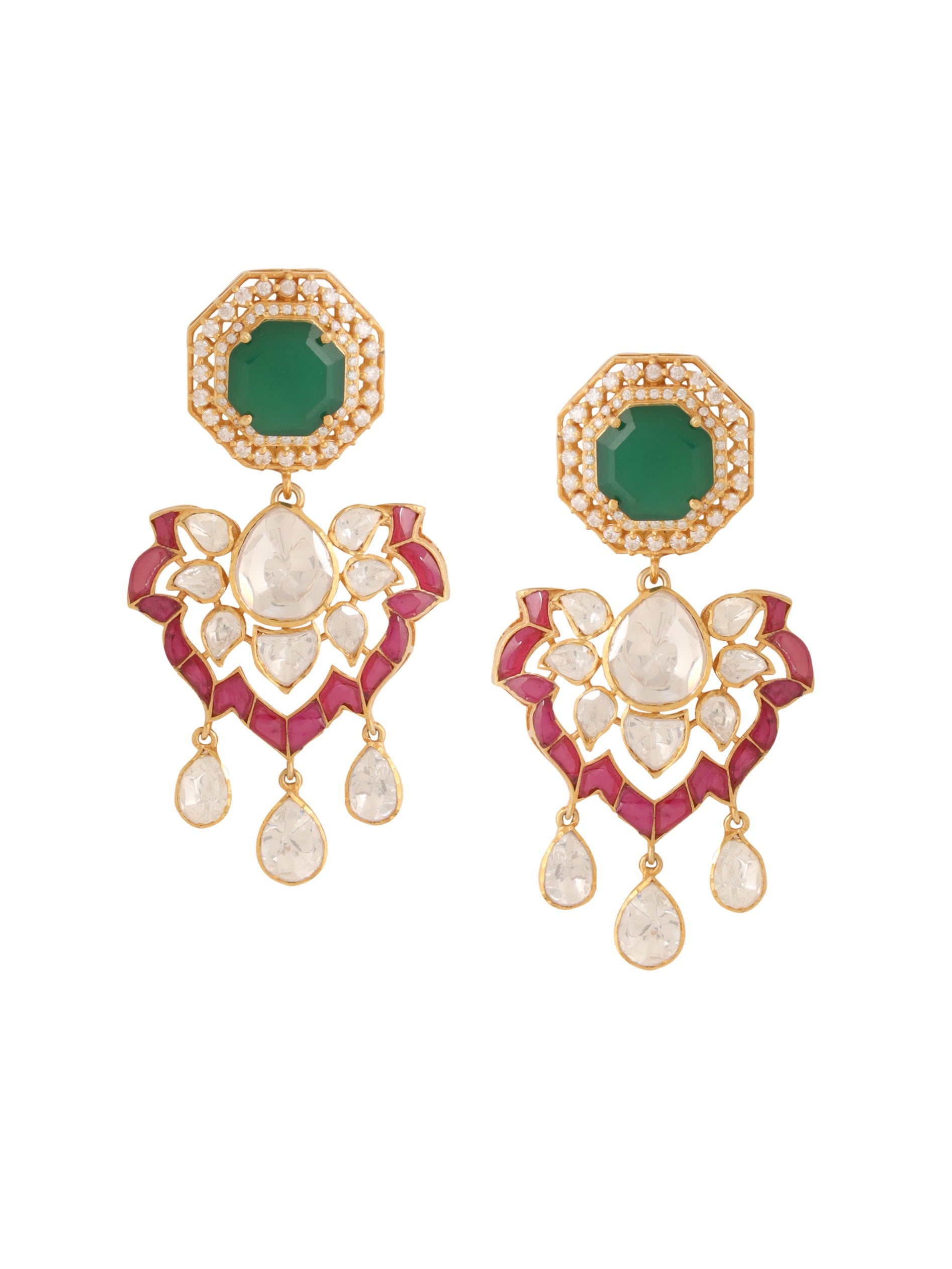 Pearl Traditional Polki Pink Talfe - Wedding Bliss 925 Sterling Silver Necklace Set For Women