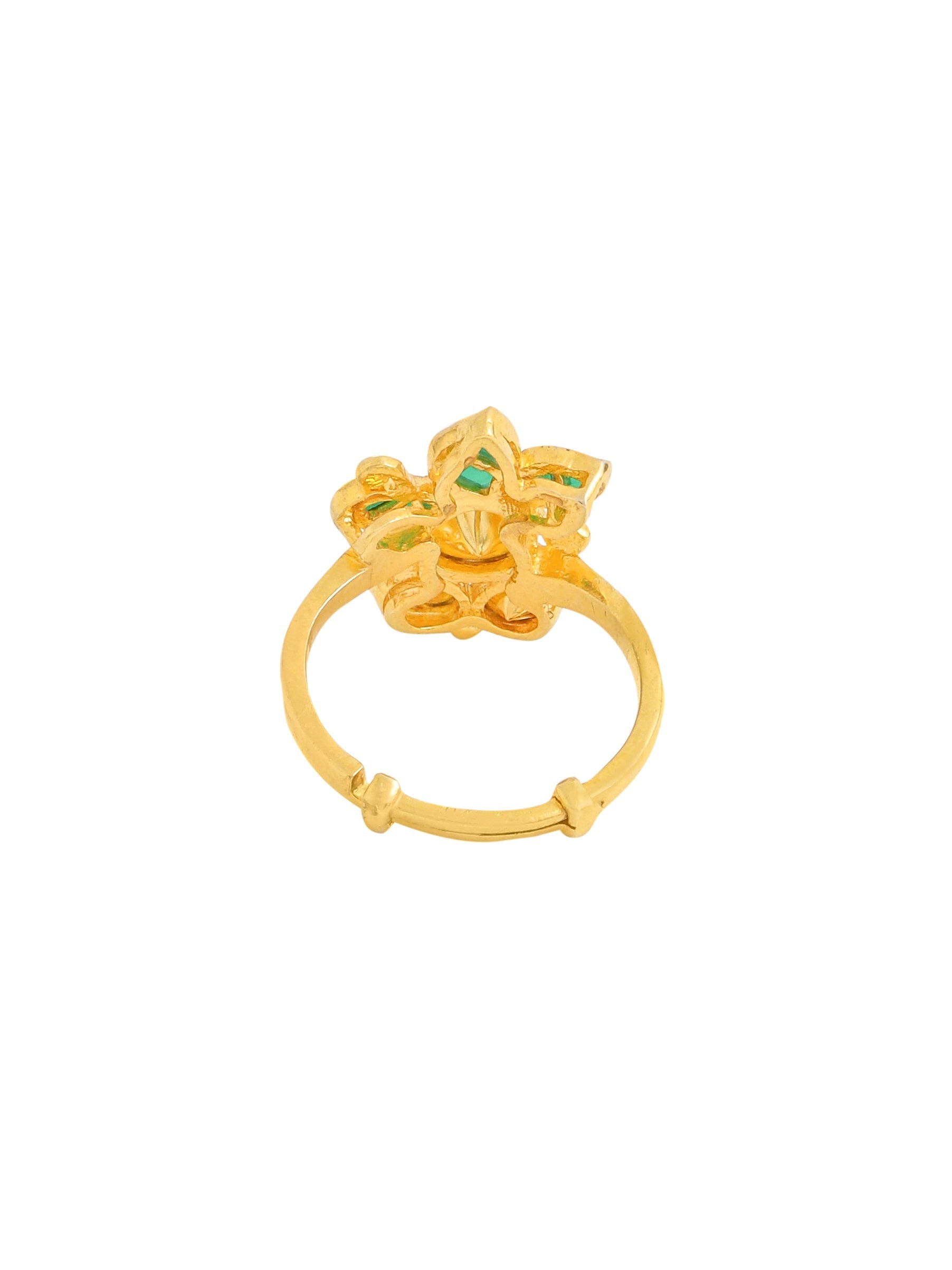 24K Gold Plated Polki Wedding Bliss 925 Sterling Silver Ring For Women
