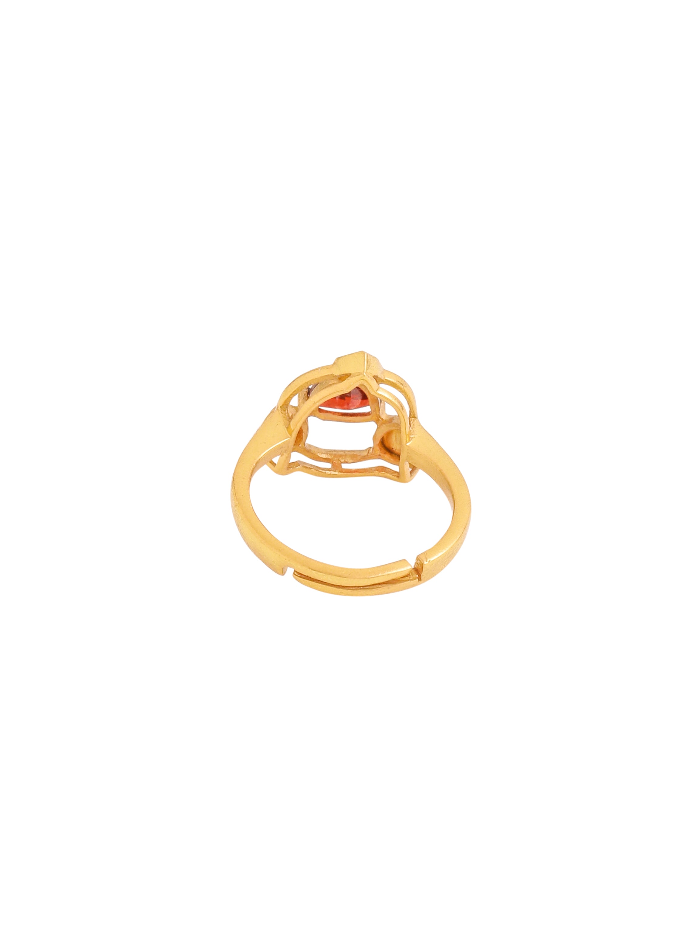 24K Gold Plating Silver Garnet & Polki Wedding Bliss 925 Sterling Silver Ring For Women