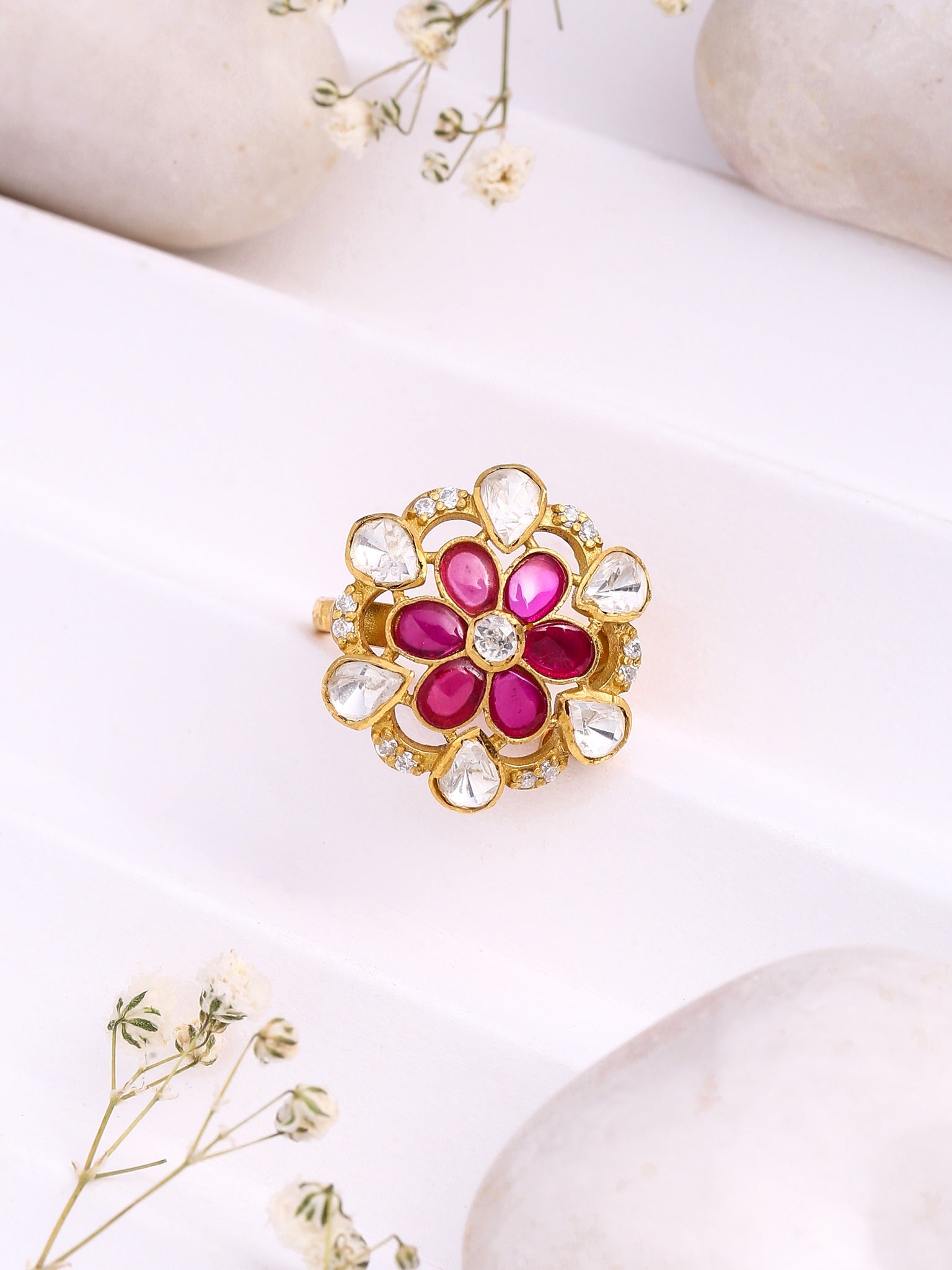 925 Sterling Silver & Polki Wedding Bliss 925 Sterling Silver Ring For Women