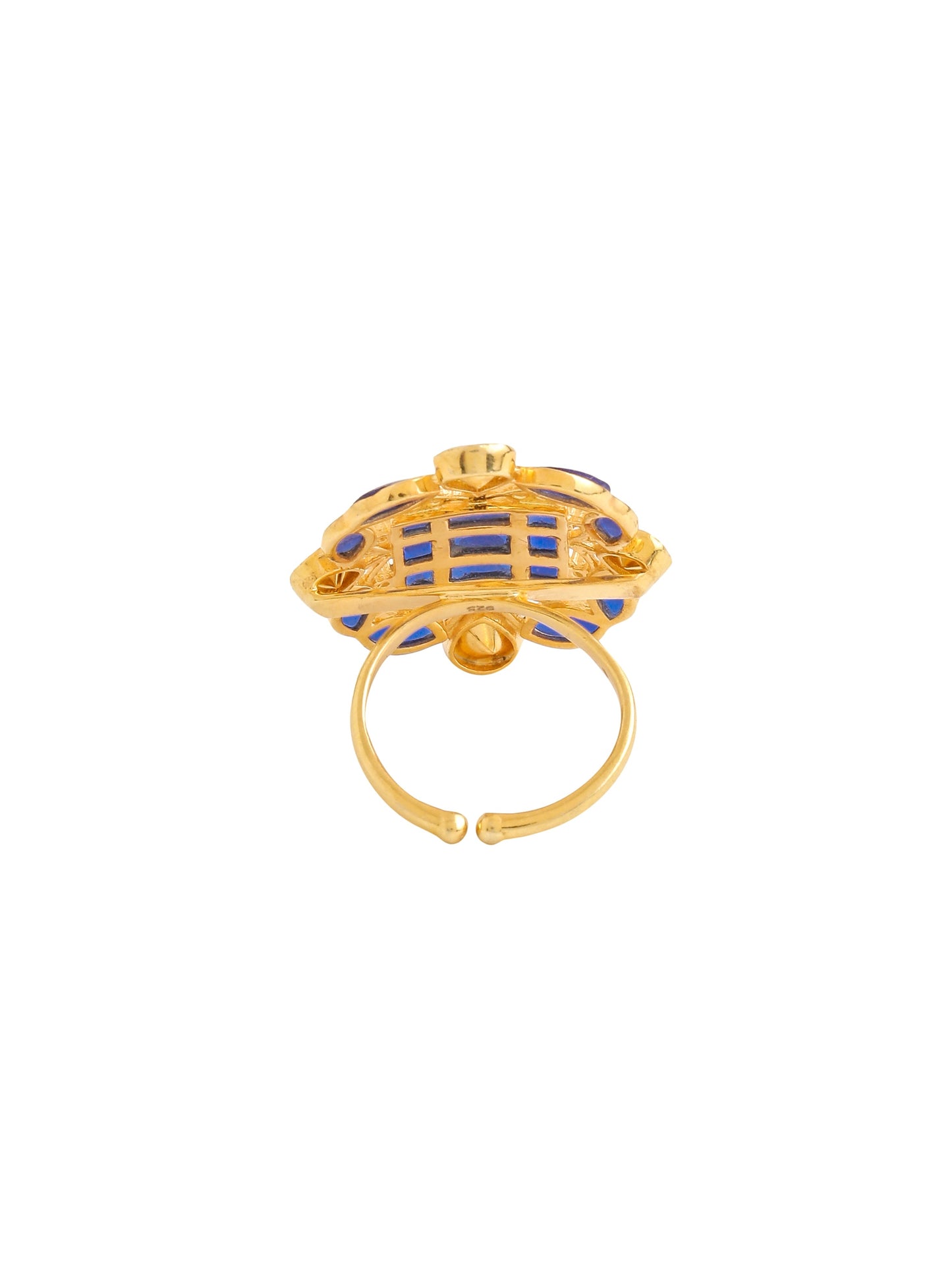 Mughal-Inspired Blue Talfe & Polki Wedding Bliss 925 Sterling Silver Ring For Women