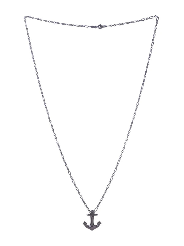 Anchor Silver Black Rhodium 925 Sterling Silver Pendant For Men
