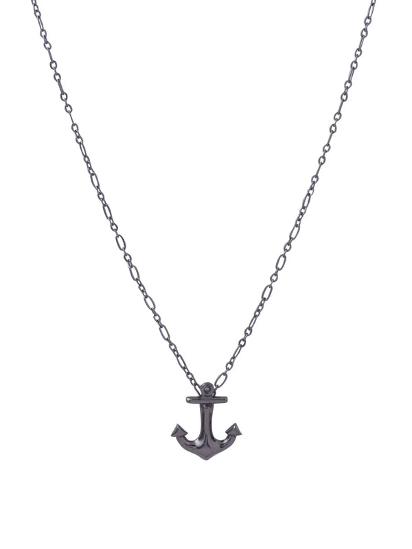 Anchor Silver Black Rhodium 925 Sterling Silver Pendant For Men