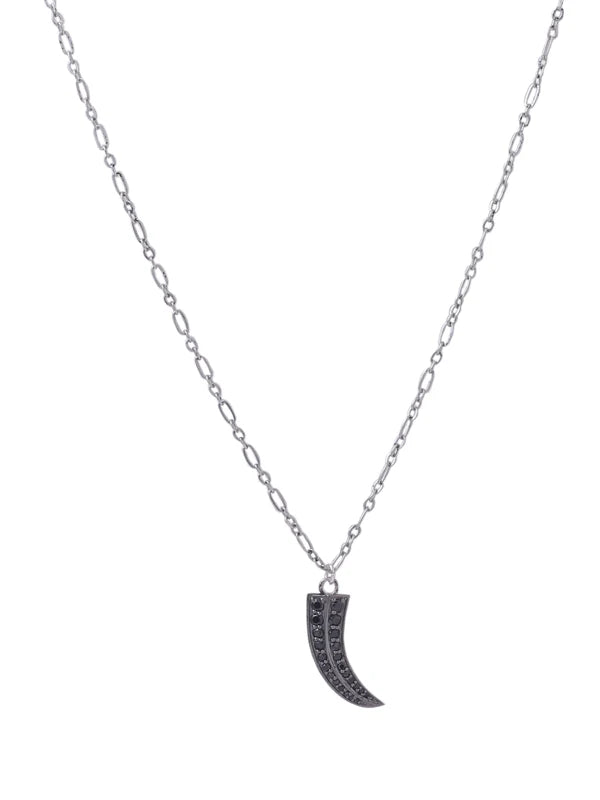Tiger Claw with Black Moissanite 925 Sterling Silver Pendant For Men