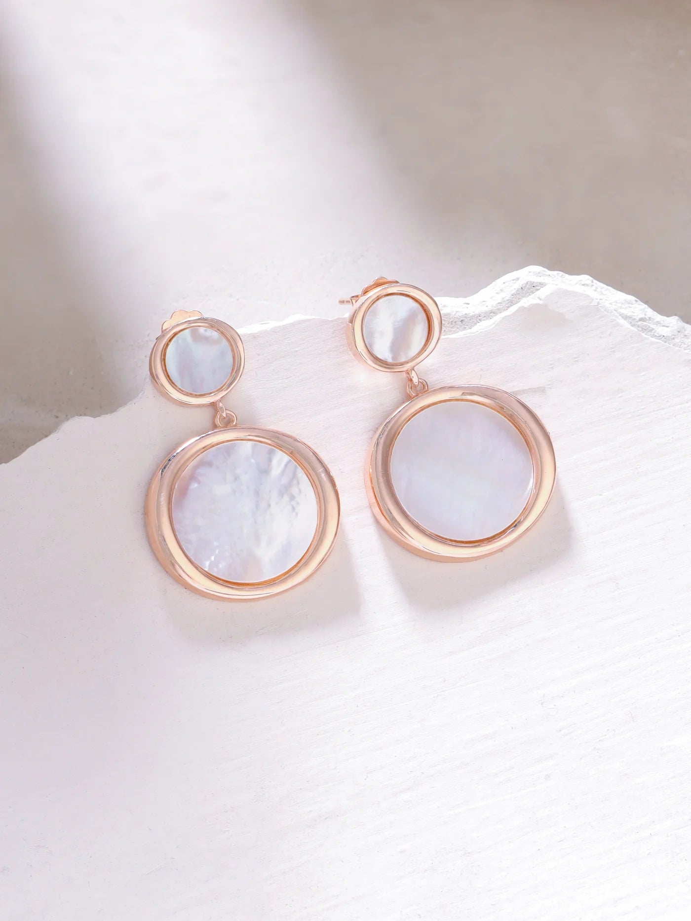 Syra Mother of Pearl Earrings in Rose Gold For Women
