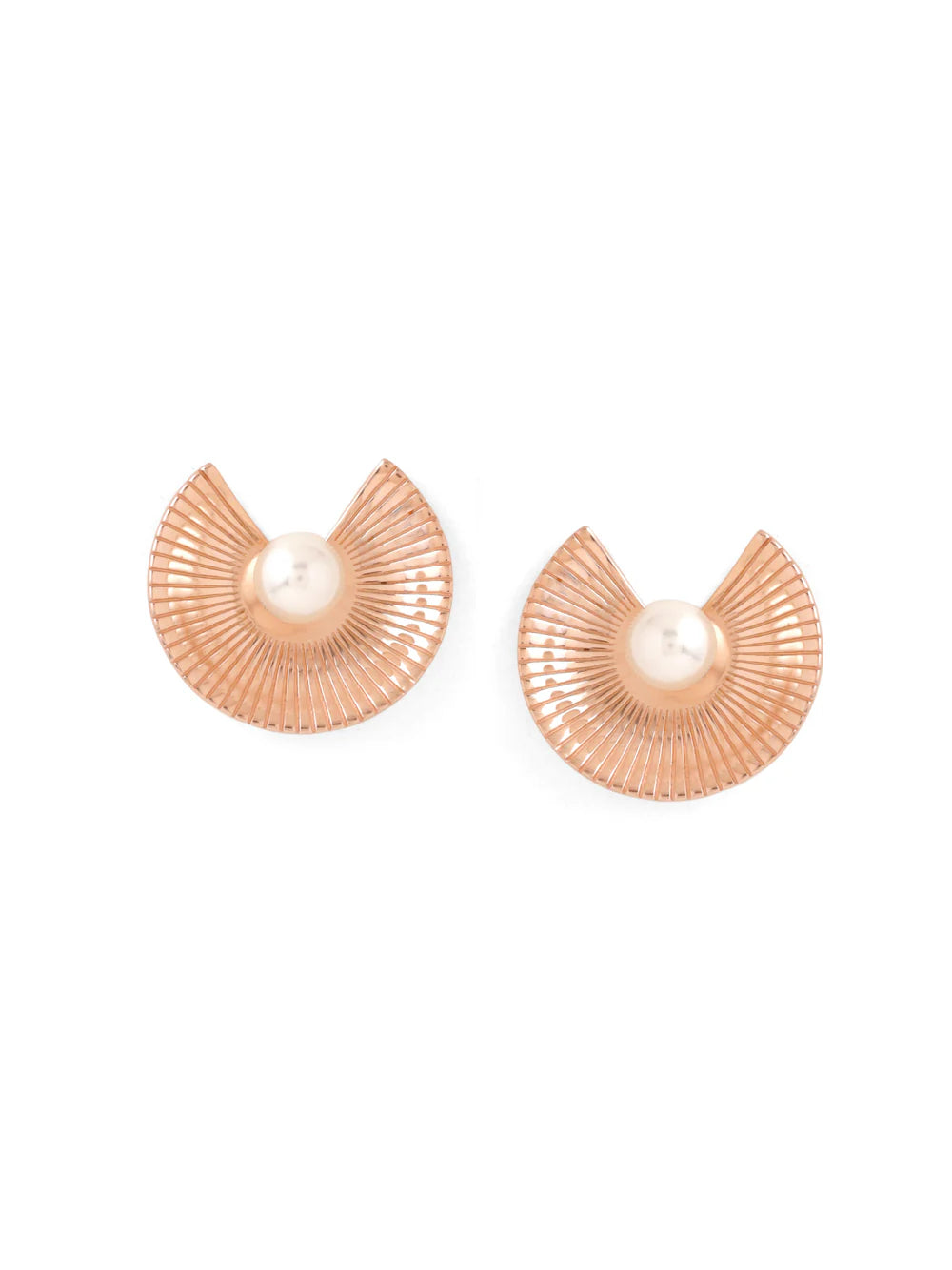 Rose Gold Abstract Pearl Syra 925 Sterling Silver Stud Earrings For Women