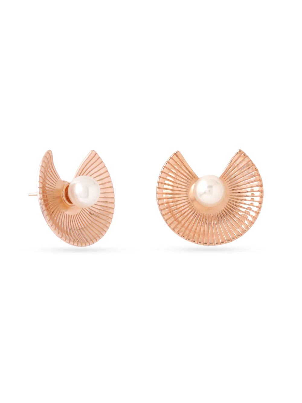 Rose Gold Abstract Pearl Syra 925 Sterling Silver Stud Earrings For Women