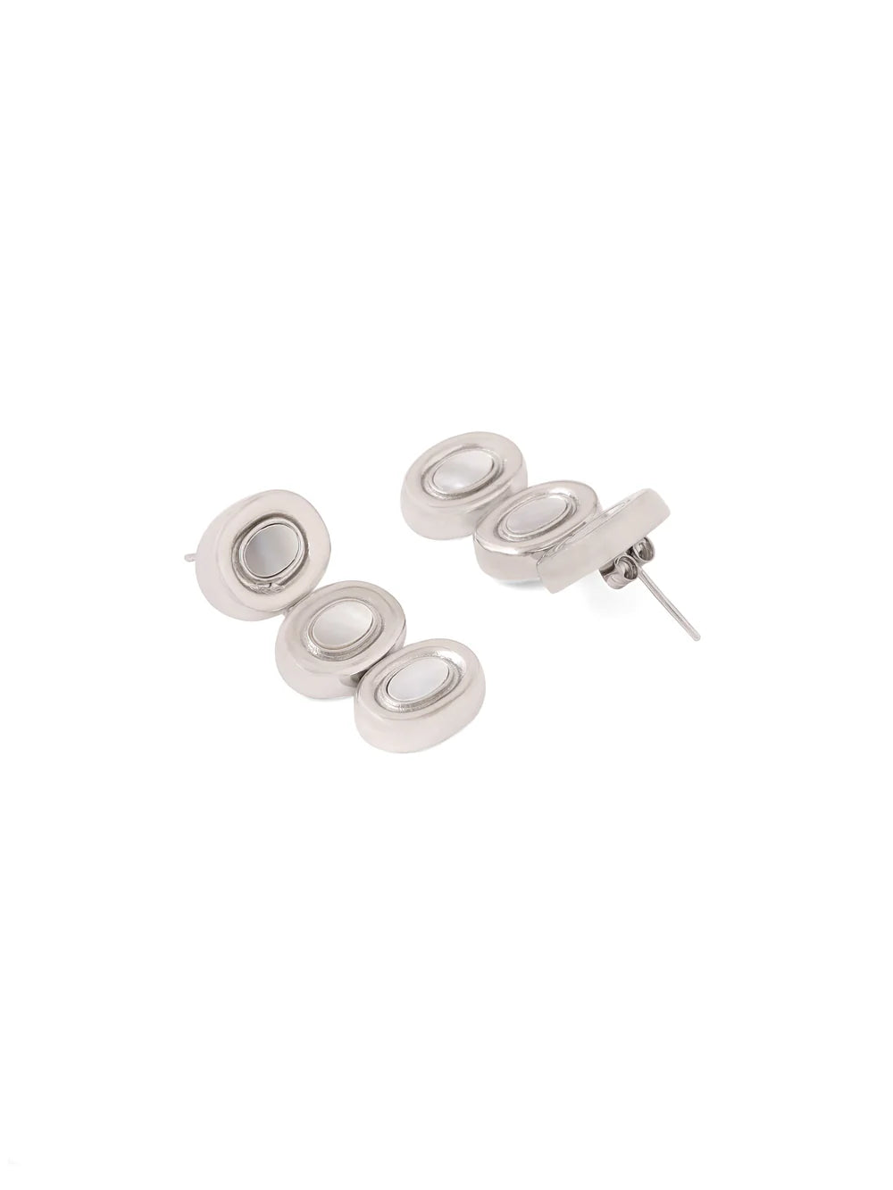 Syra Geometric Mother of Pearl Earrings in Silver Rhodium For Women