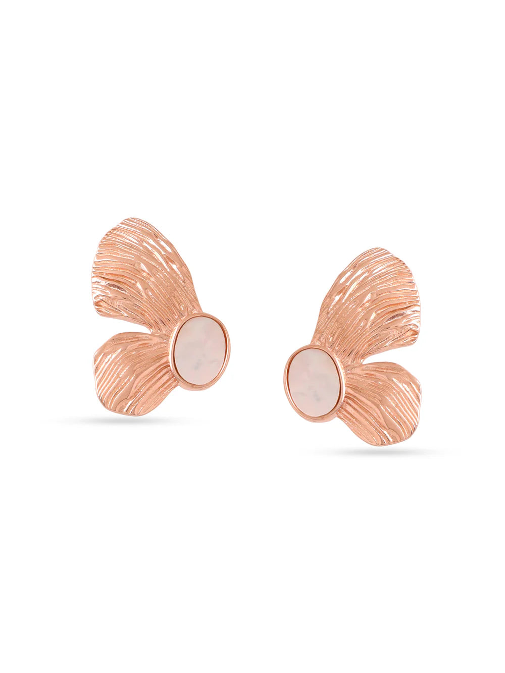 Syra Rose Gold Butterfly Mother of Pearl Earrings For Women