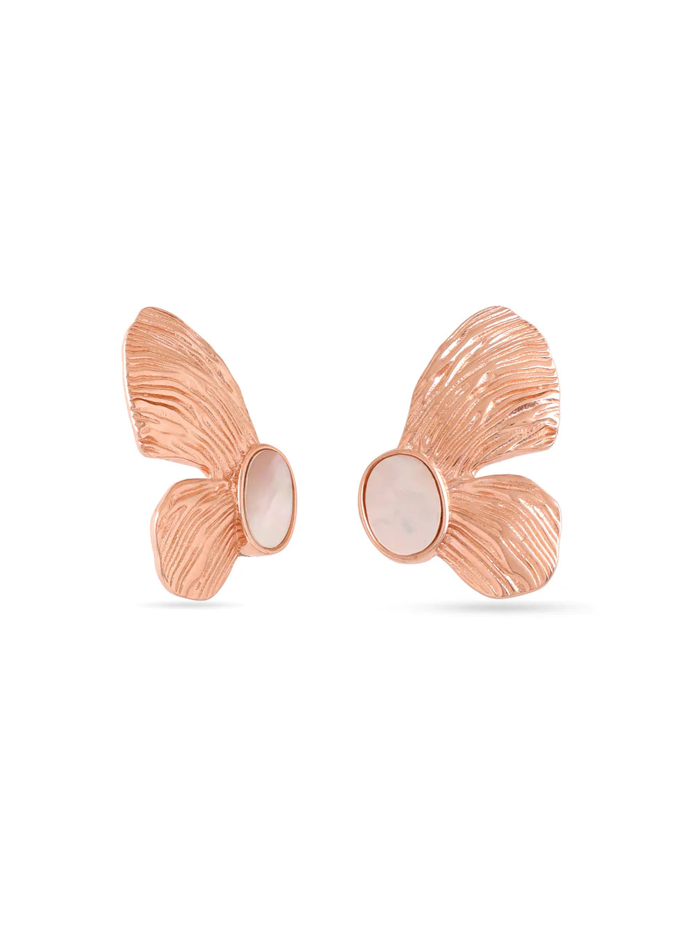 Syra Rose Gold Butterfly Mother of Pearl Earrings For Women