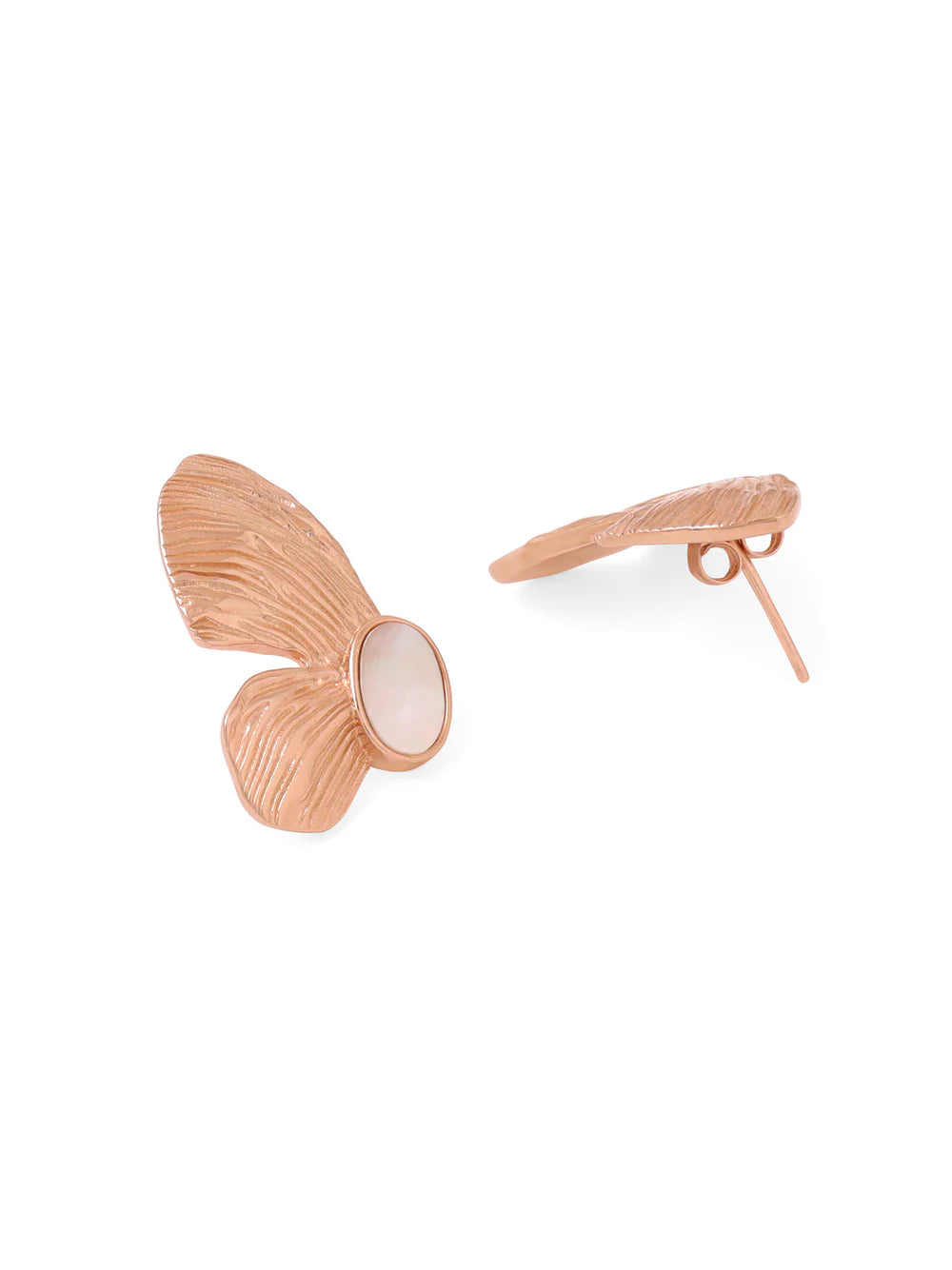 Syra Rose Gold Butterfly Mother of Pearl Earrings For Women