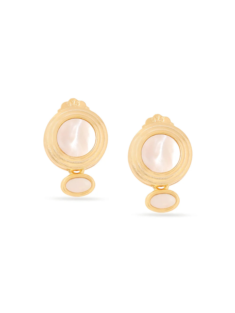 Syra 24k Gold Abstract Geometric Mother of Pearl Earrings 925 Sterling Silver Earrings For Women