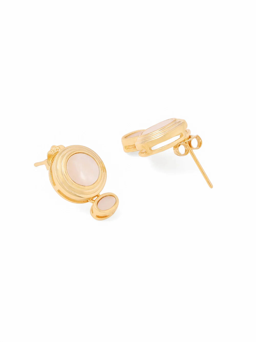 Syra 24k Gold Abstract Geometric Mother of Pearl Earrings 925 Sterling Silver Earrings For Women