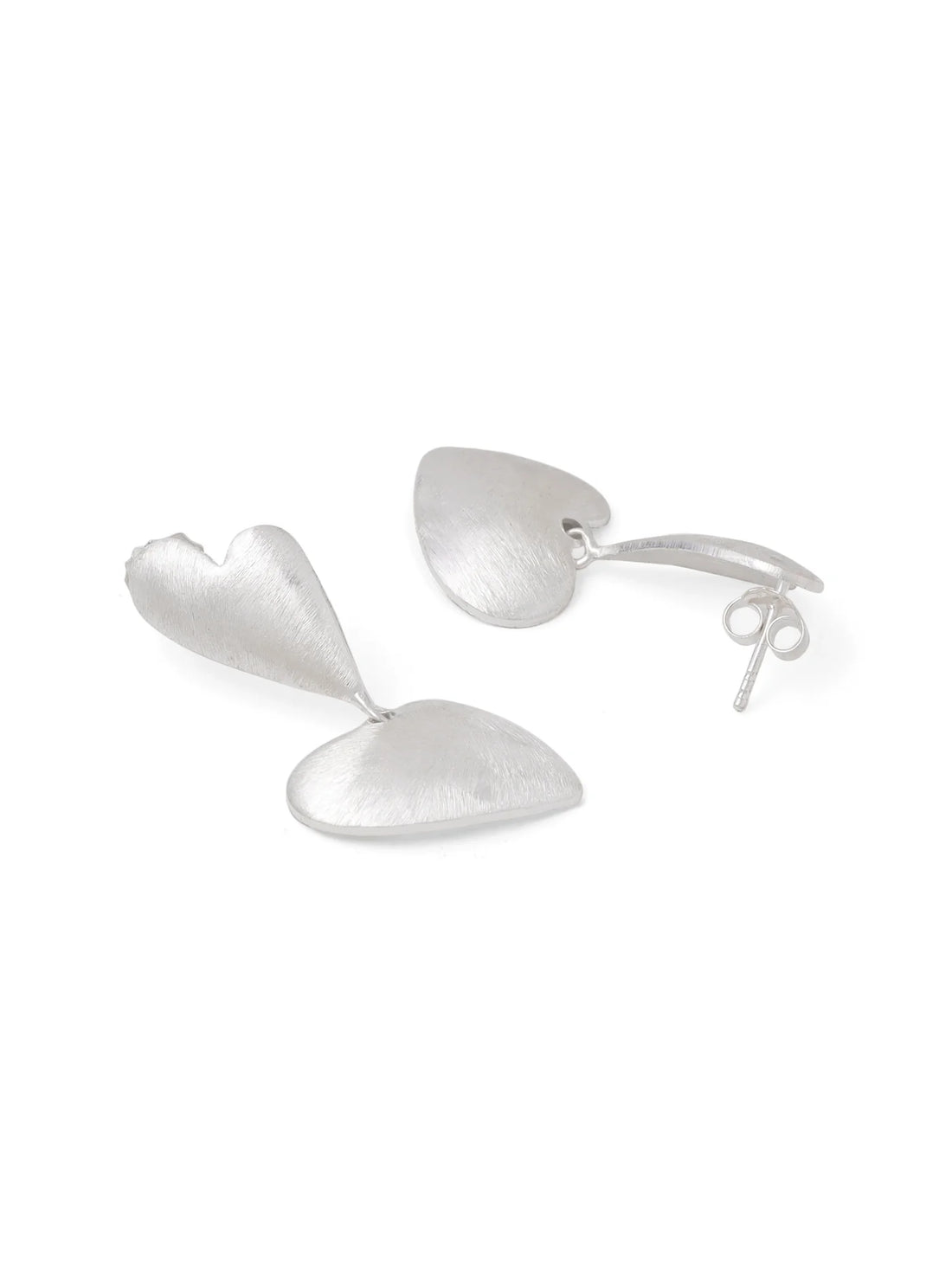 RHODIUM ABSTRACT SCRATCH-FINISH SYRA 925 STERLING SILVER EARRINGS FOR WOMEN