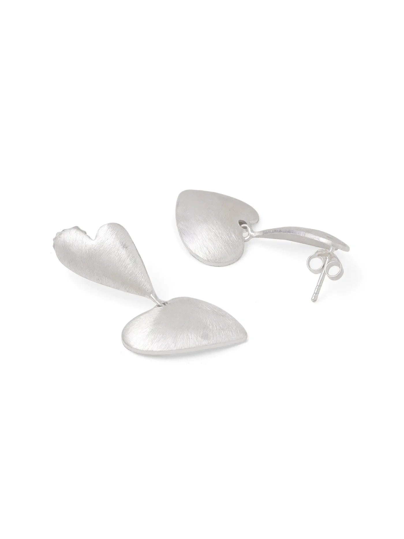 RHODIUM ABSTRACT SCRATCH-FINISH SYRA 925 STERLING SILVER EARRINGS FOR WOMEN